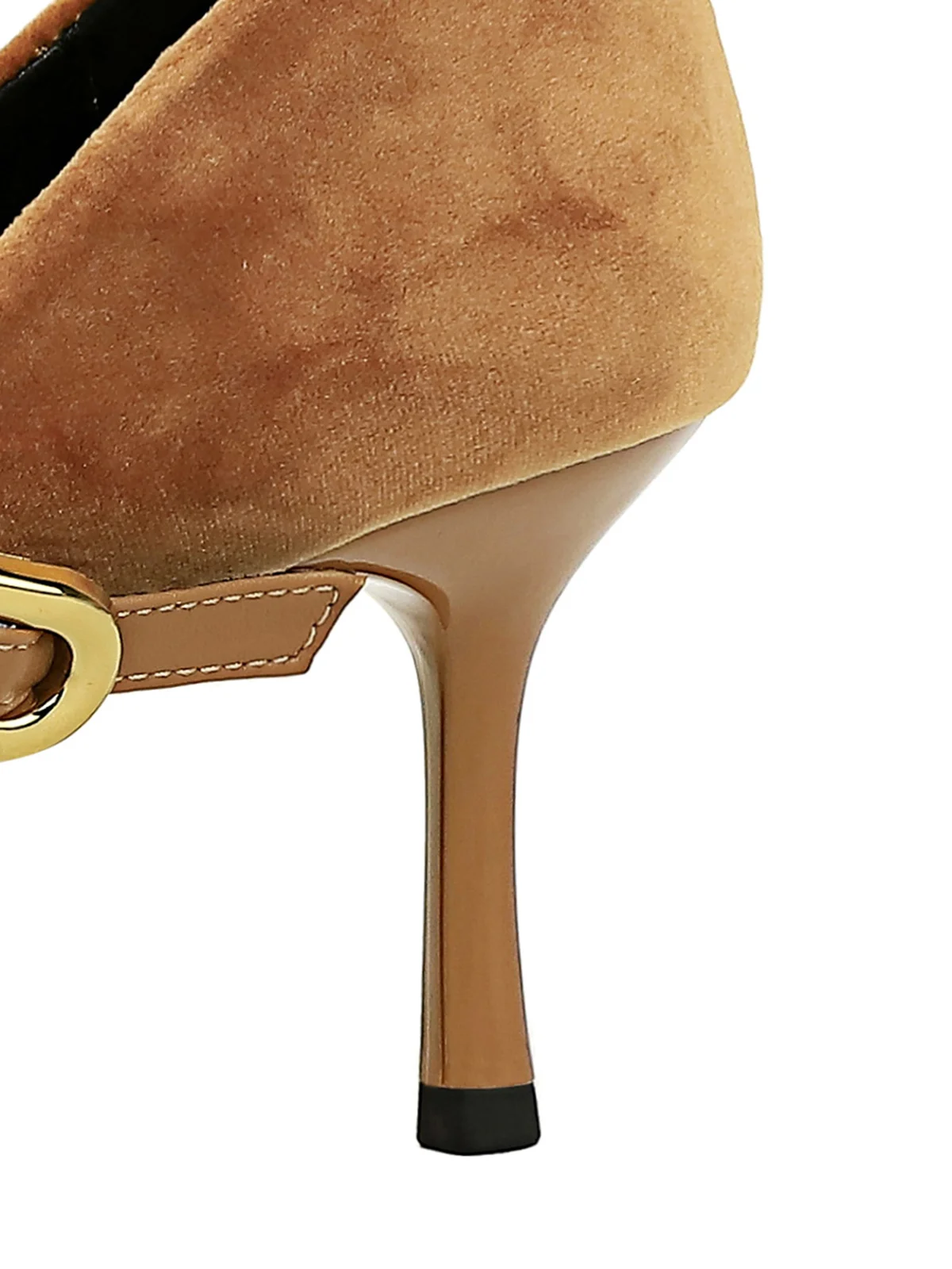 Elegant Samt Paneeliert Verstellbare Schnalle Mary Jane Pumps