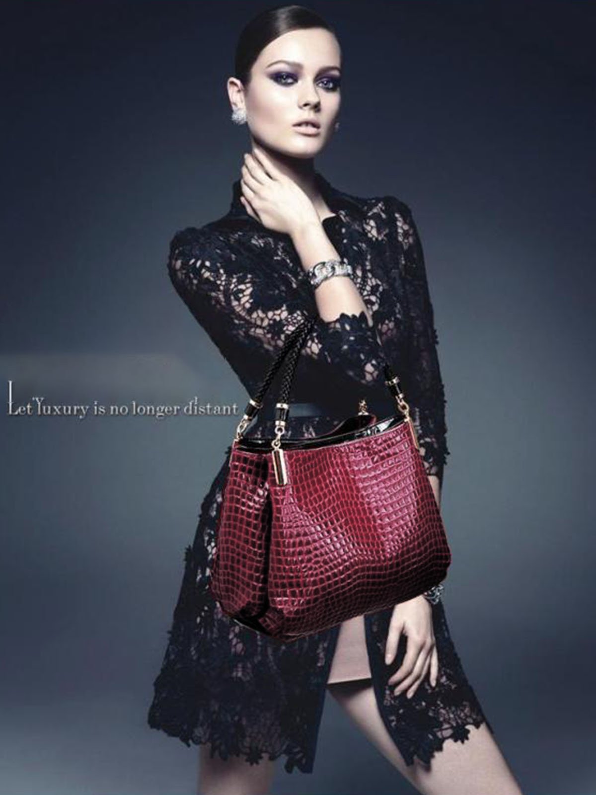 Glänzend Krokodil Kunstleder Urban Pendler Handtasche