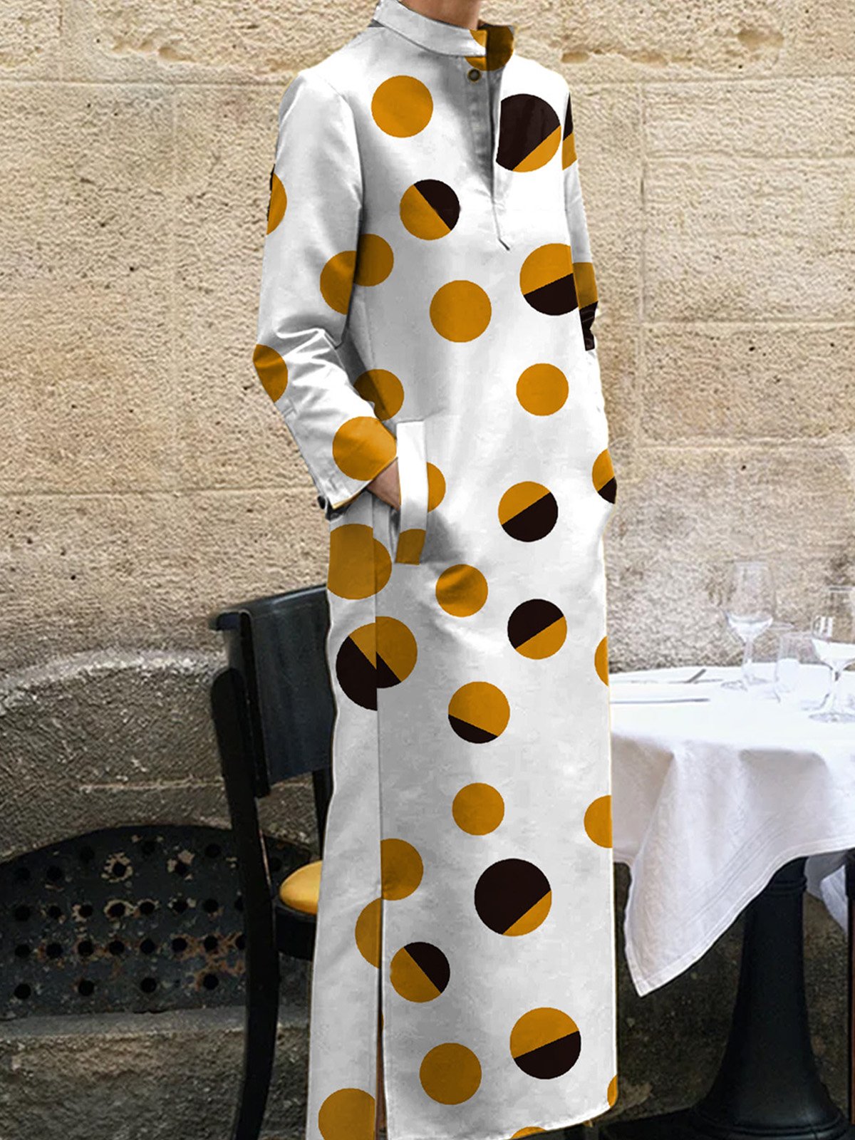 Urban Normale Ärmel Polka Dots Regelmäßige Passform Kleid