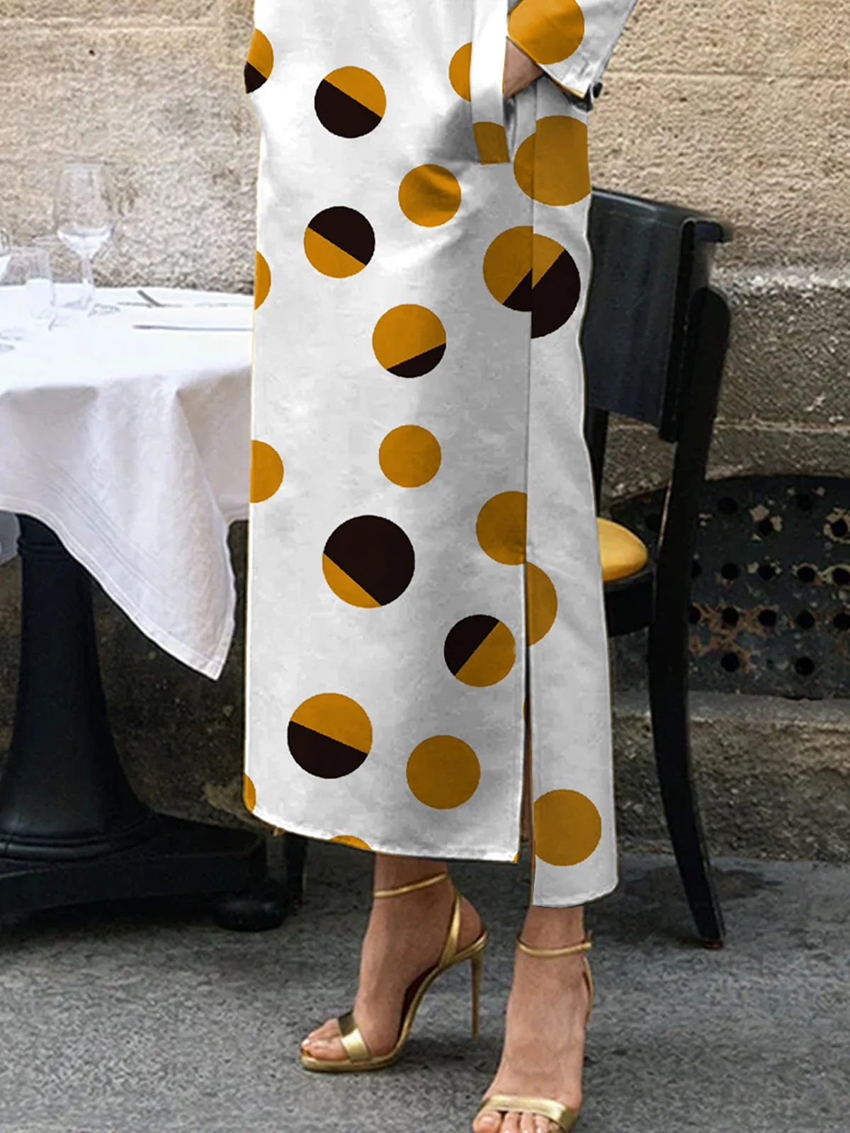 Urban Normale Ärmel Polka Dots Regelmäßige Passform Kleid