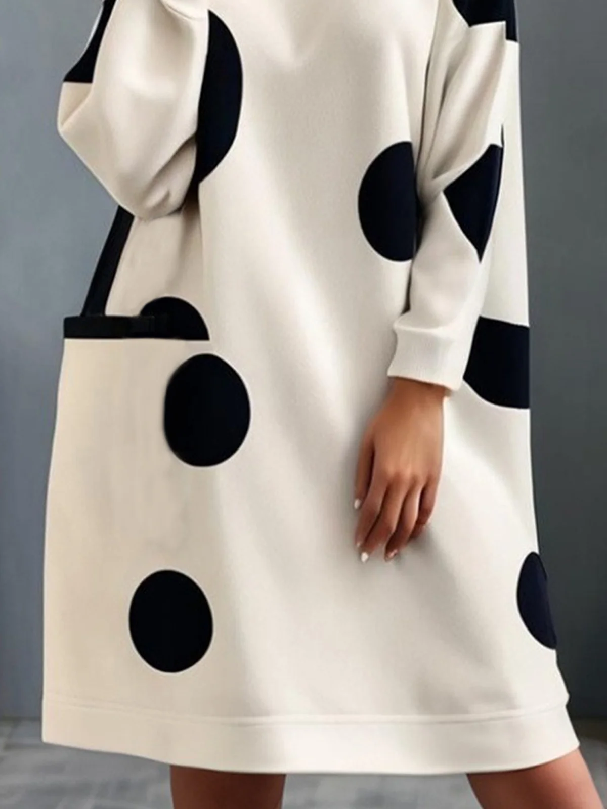 Täglich Rollkragen  Polka Dots Weit Kleid