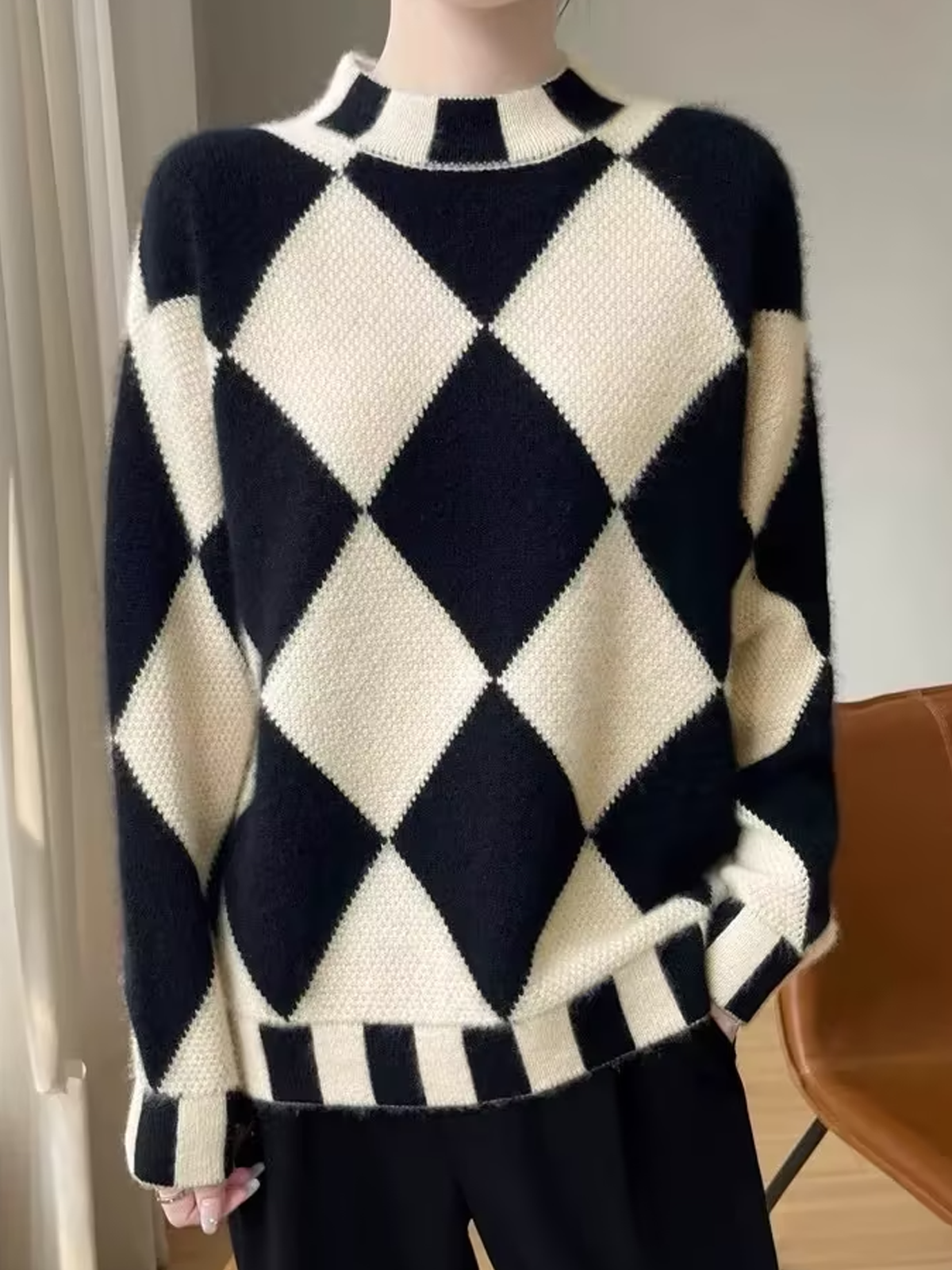 Mittlere Elastizität Geometrisch Lässig  Pullover