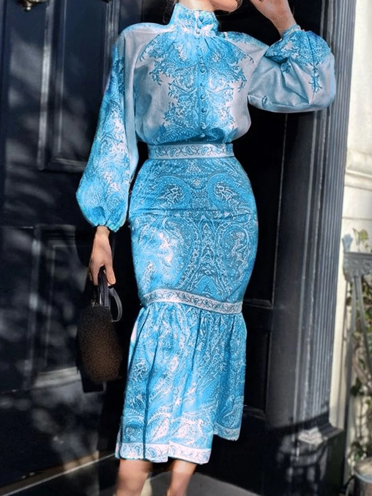 Elegant Gerüscht Paisley Midi Rock