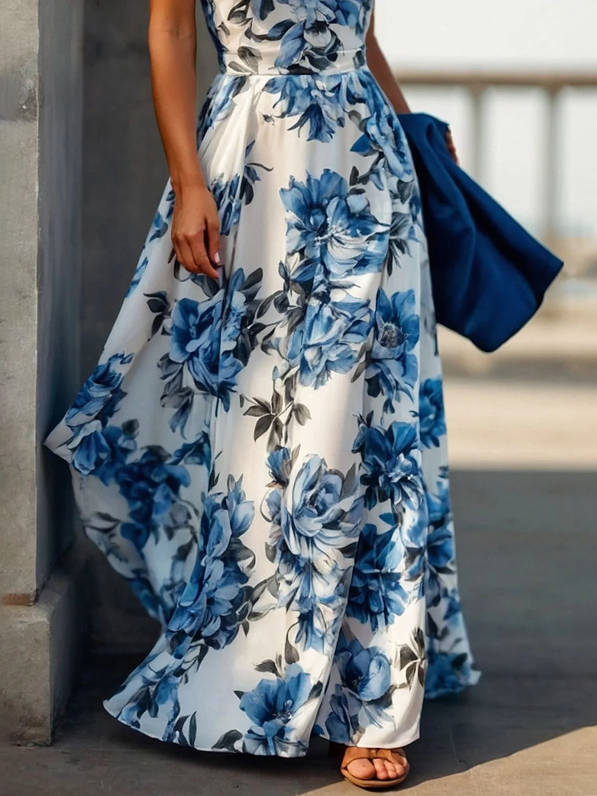 Urlaub Geblümt Neckholder Maxikleid