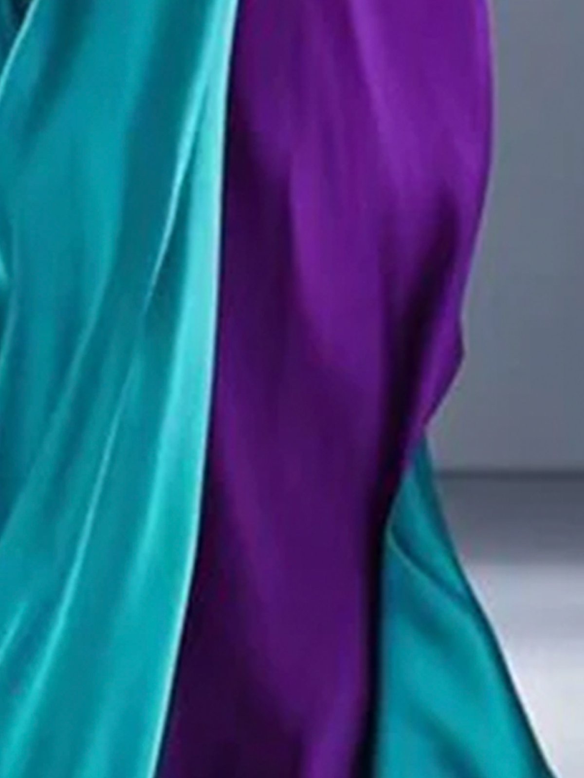Elegant Farbblock Locker V-Ausschnitt Maxikleid