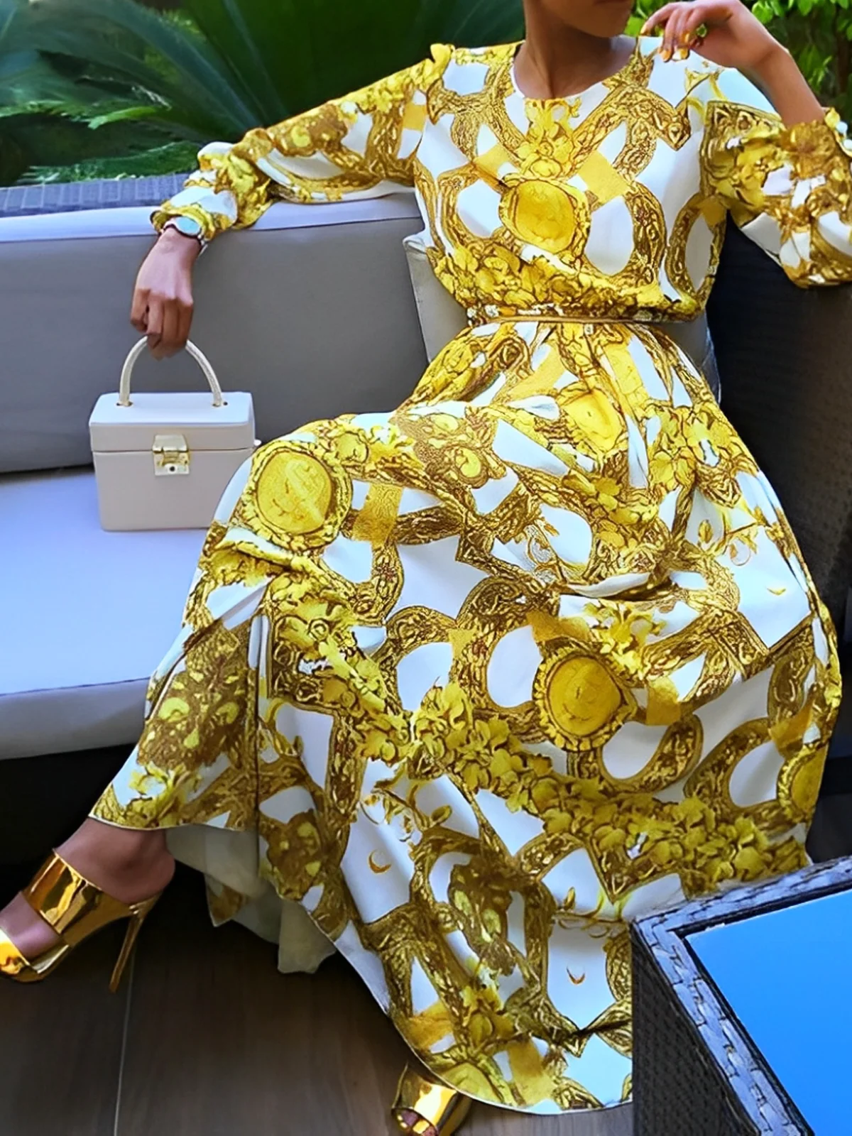 Elegant Paisley  Maxikleid mit Gürtel