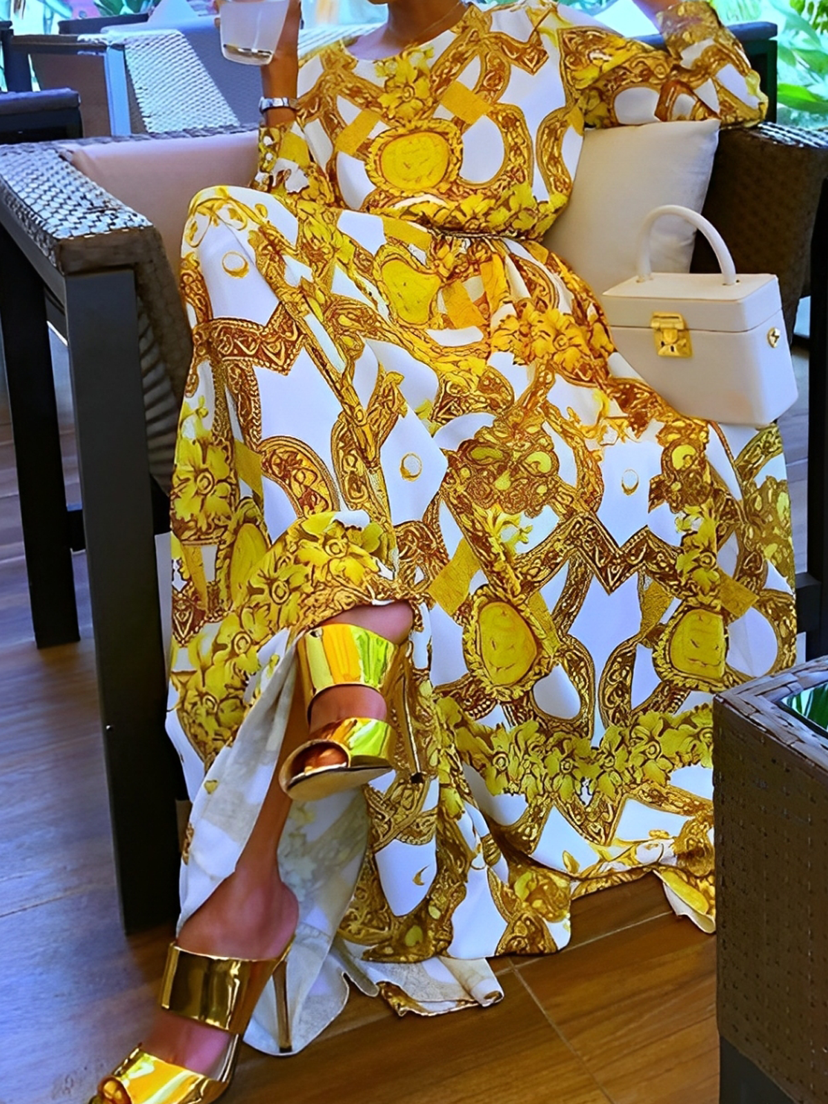 Elegant Paisley  Maxikleid mit Gürtel