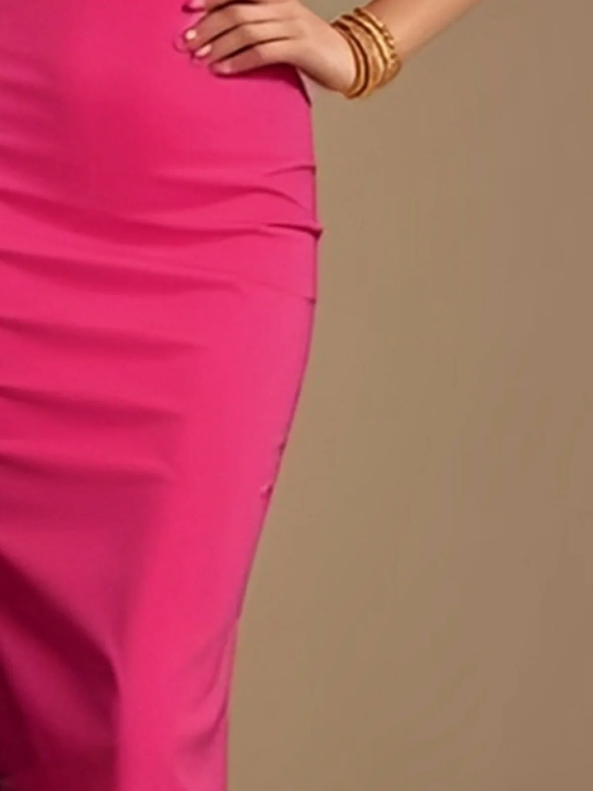 Elegant Unifarben Fest U-Boot-Ausschnitt Knielänge Kleid