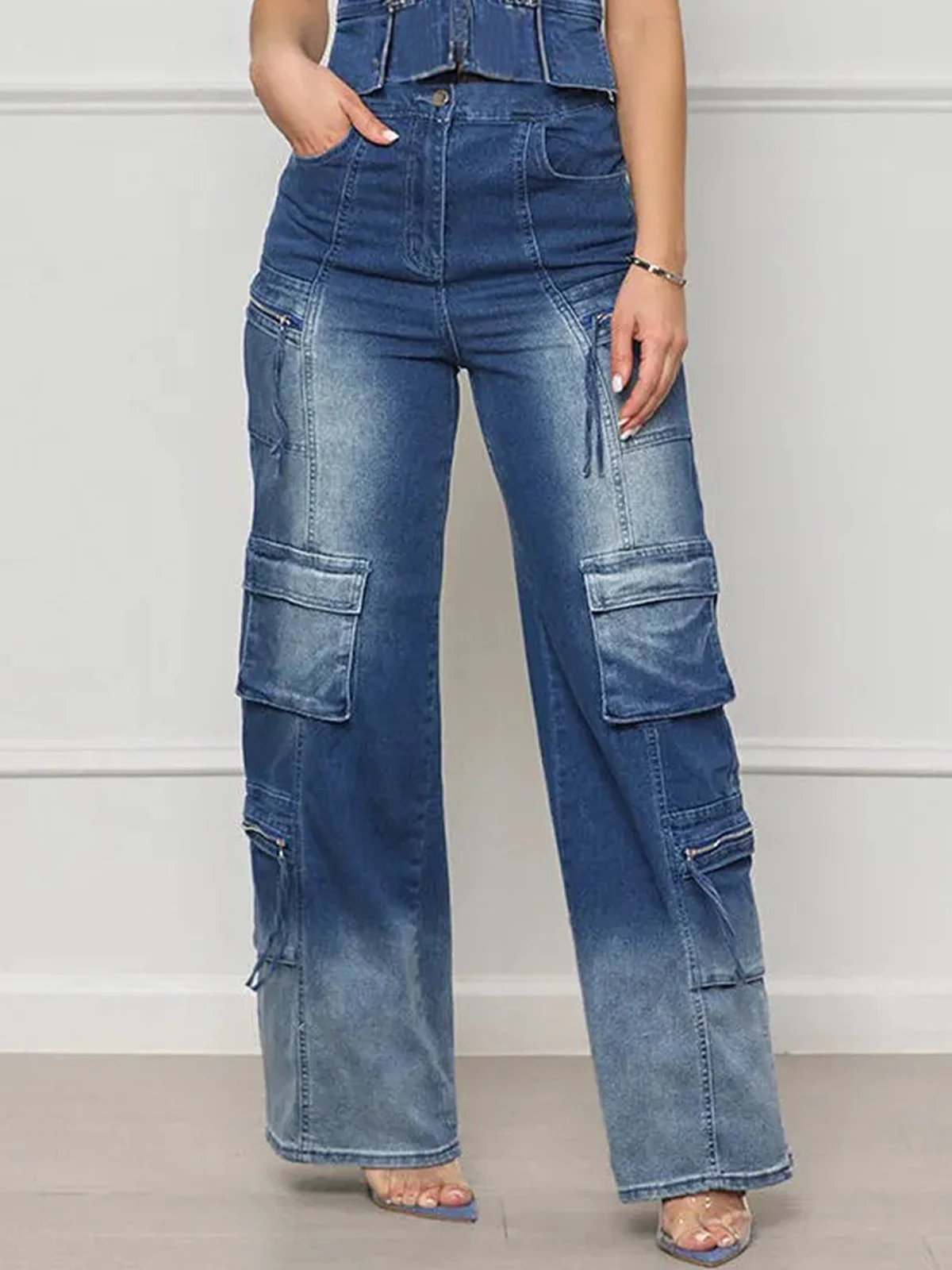 Urban Denim Hohe Taille Ladung Jeans