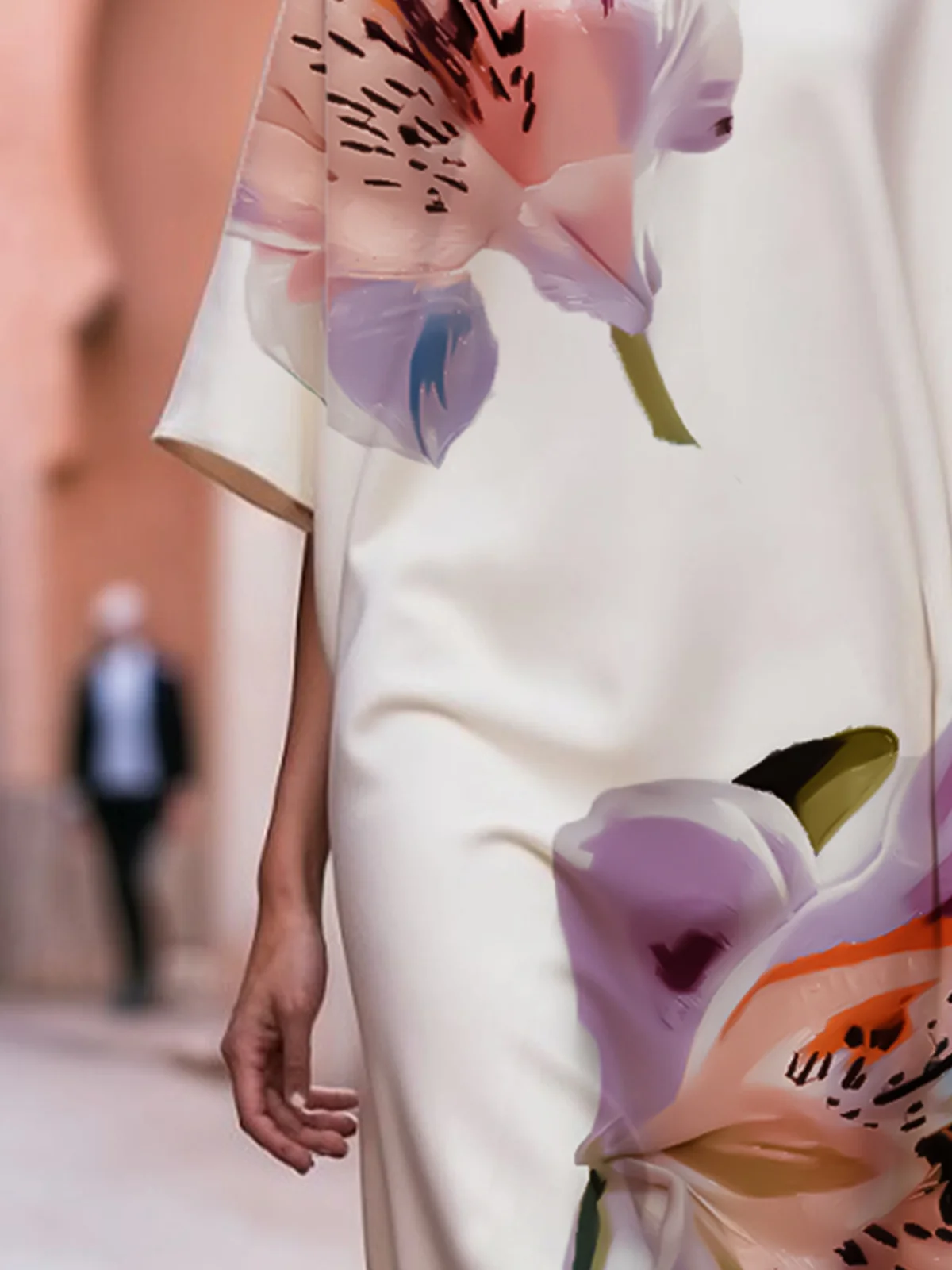 Elegant Geblümt Locker Schulterfrei Midikleid