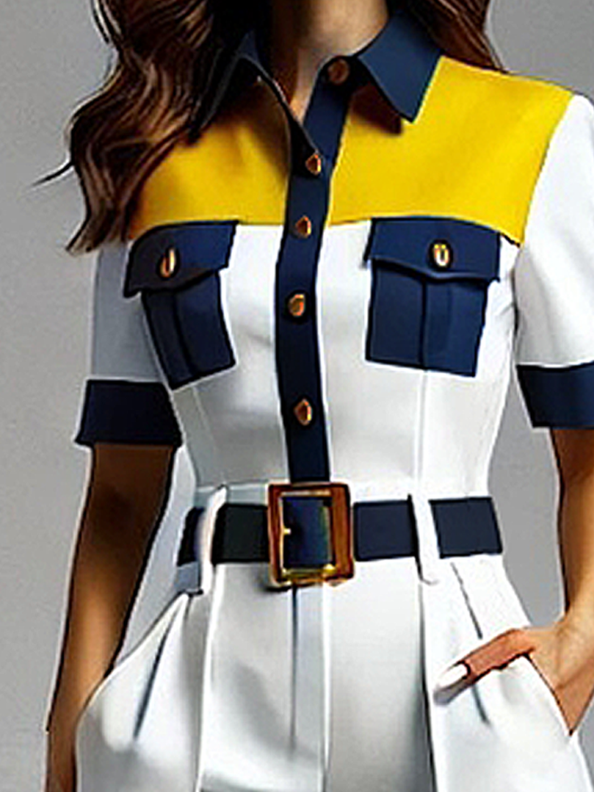Urban Farbblock Taschen Bluse
