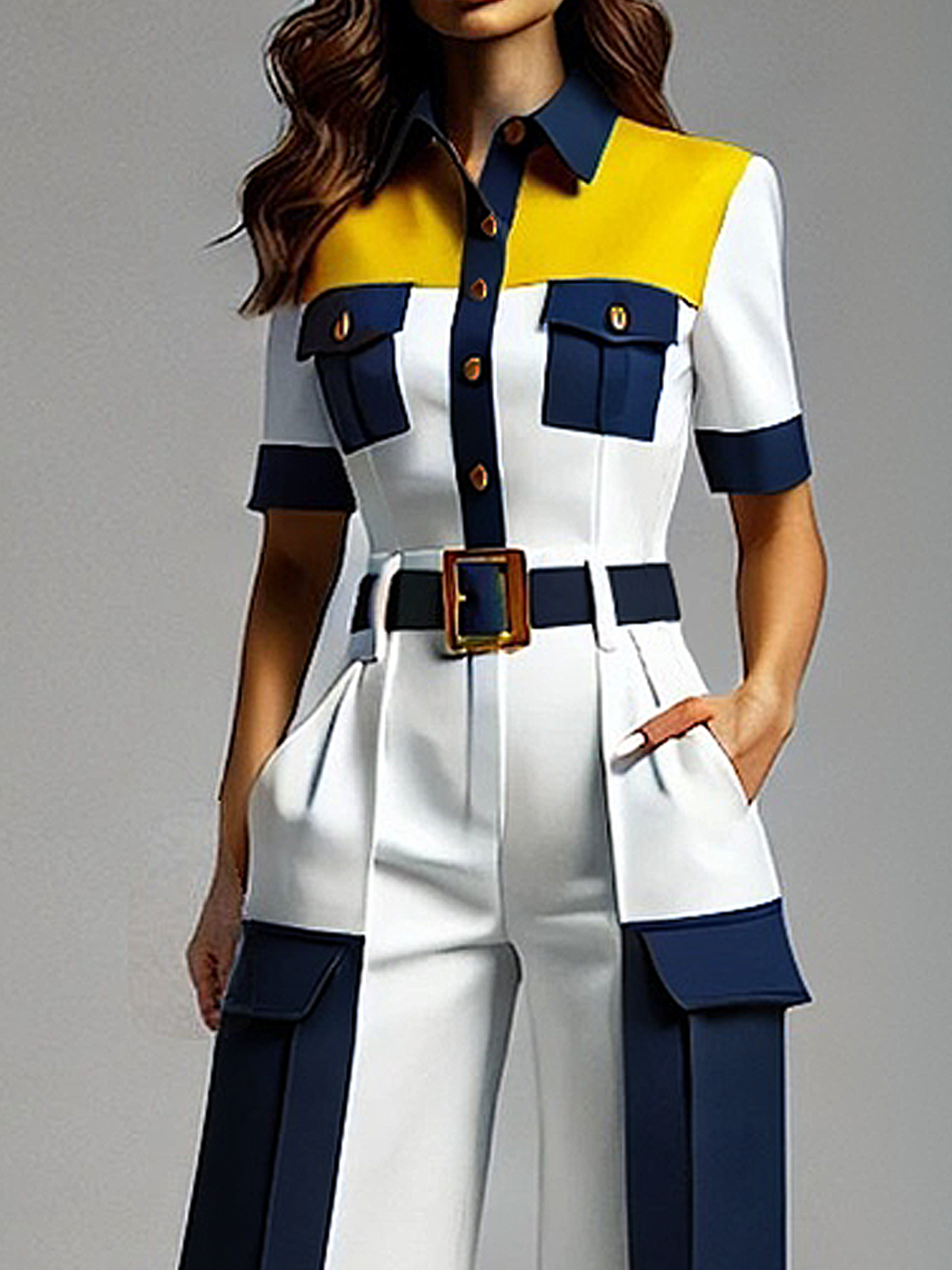 Urban Farbblock Taschen Bluse