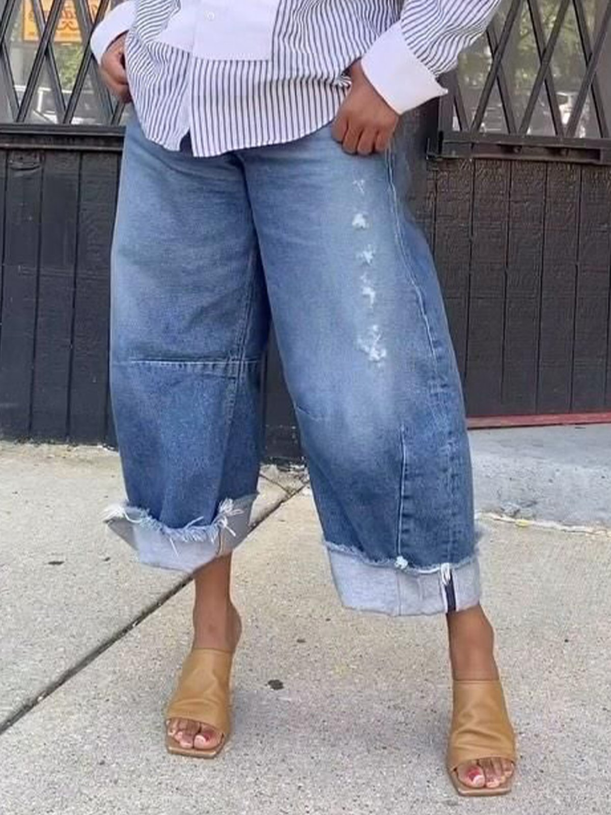 Lässig Denim Weit Jeans