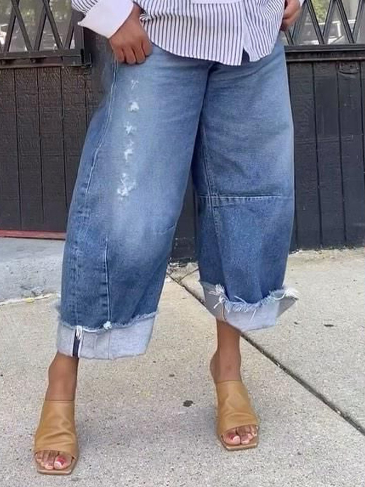 Lässig Denim Weit Jeans