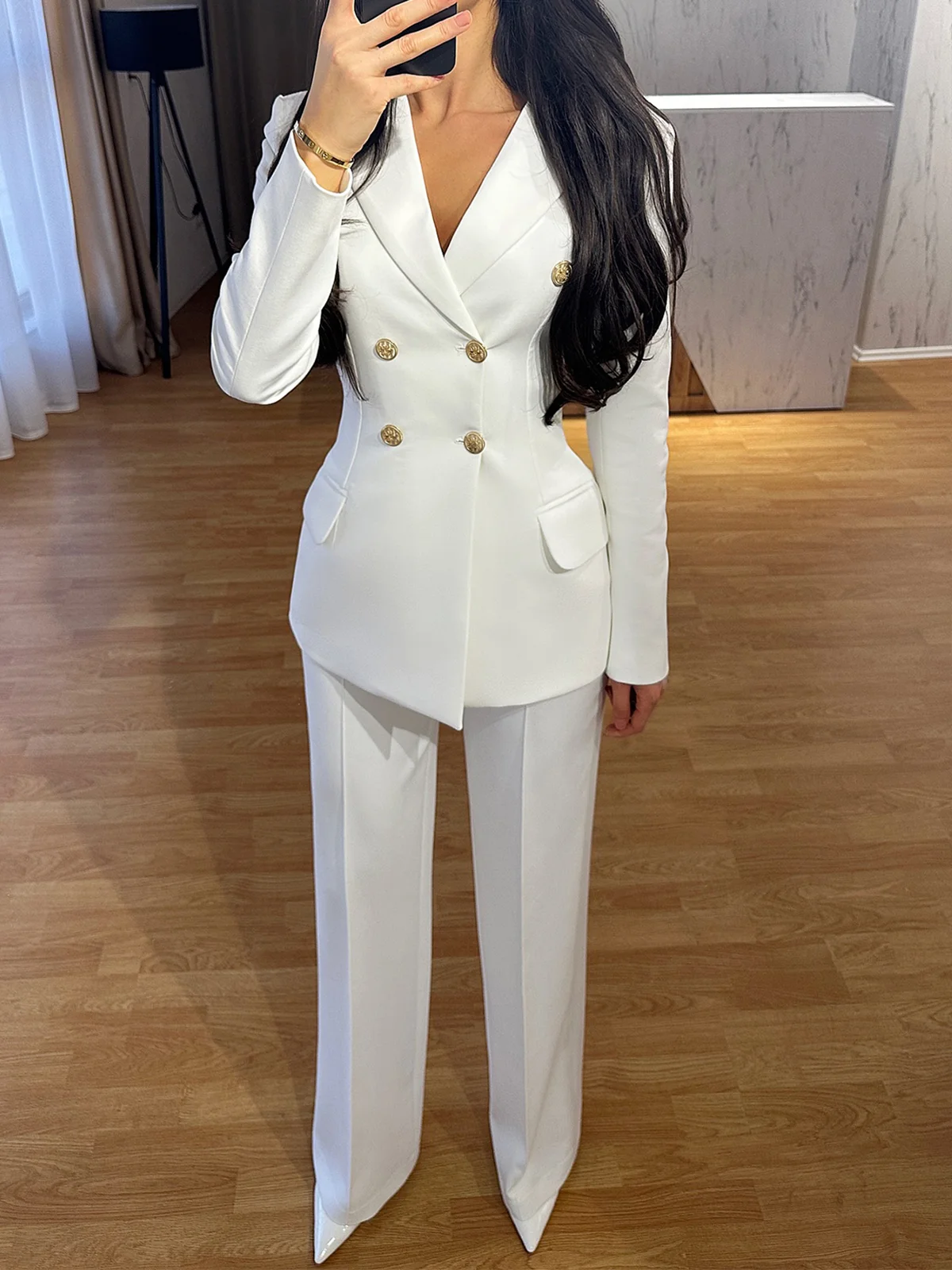 Elegant Unifarben Gerade Hosen