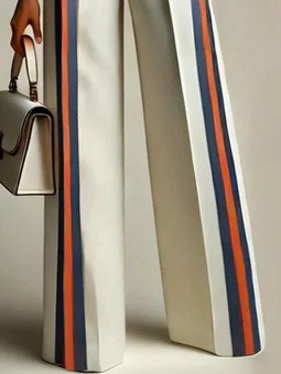 Urban Gestreift Print Gerade Hosen Mit Nein Gürtel