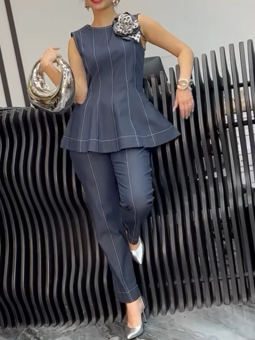 Urban Unifarben Reißverschluss Denim Oberteile Mit Brosche