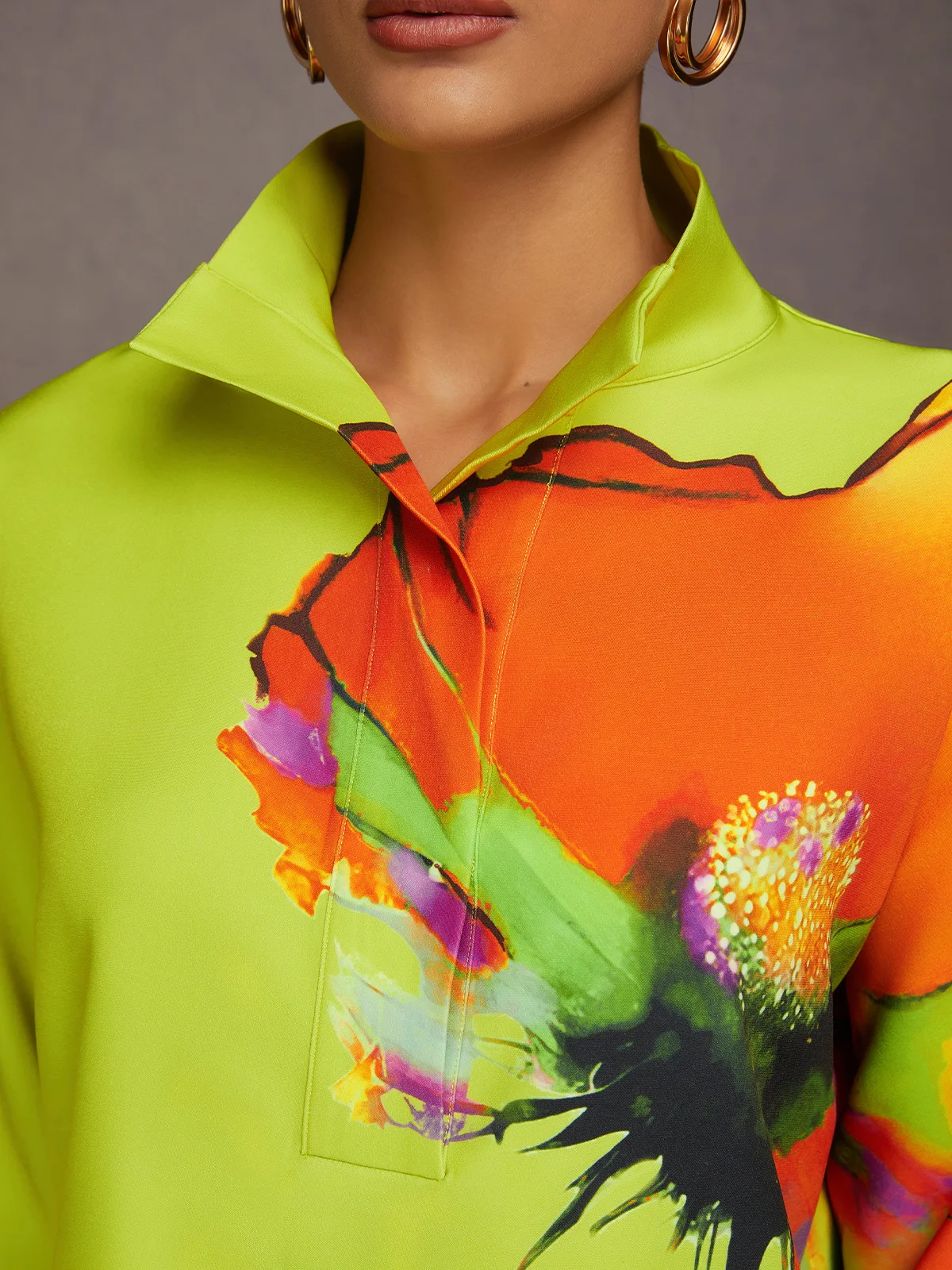 Urban Geblümt Print Stehkragen  Bluse