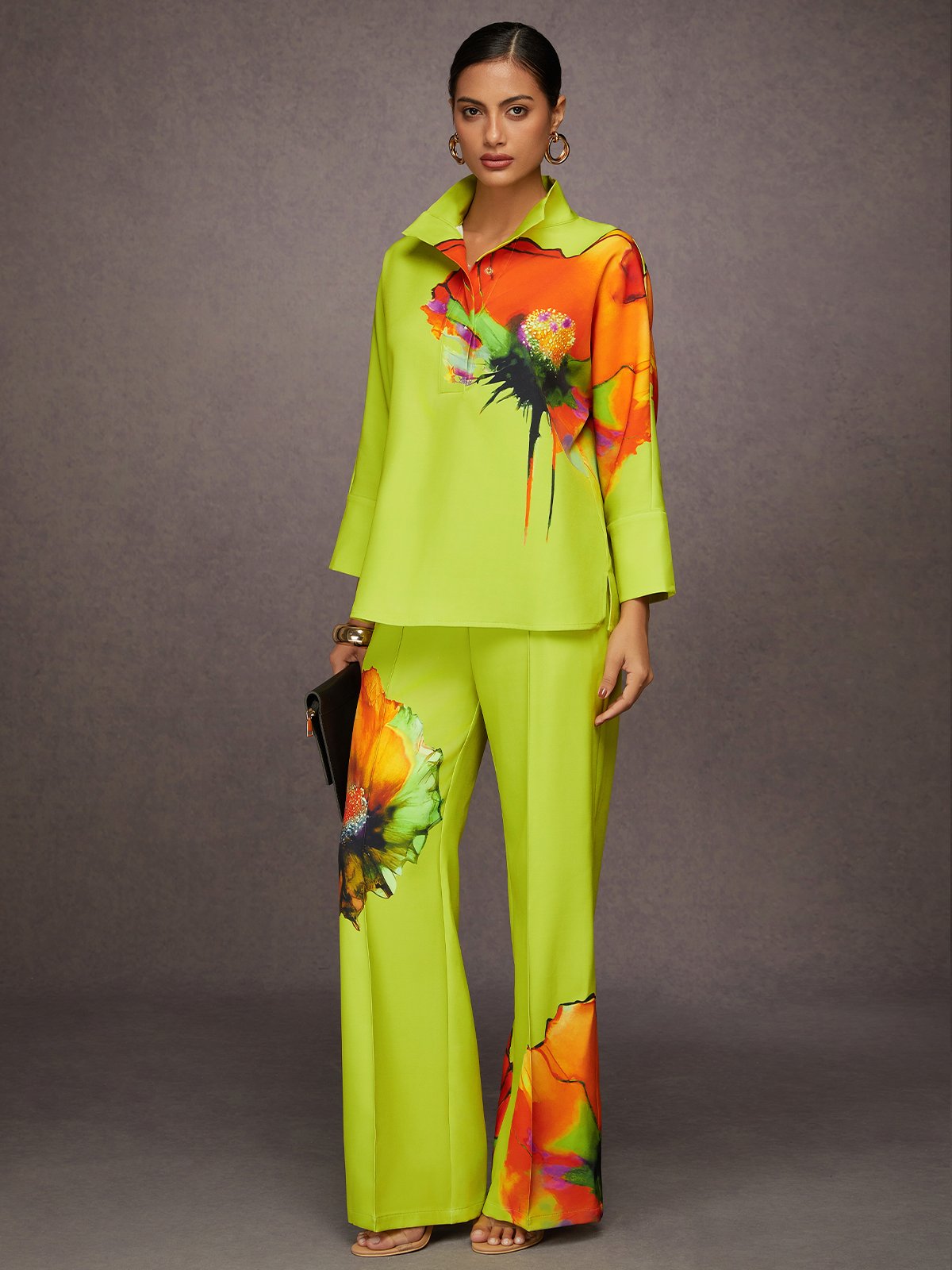 Urban Geblümt Print Stehkragen  Bluse