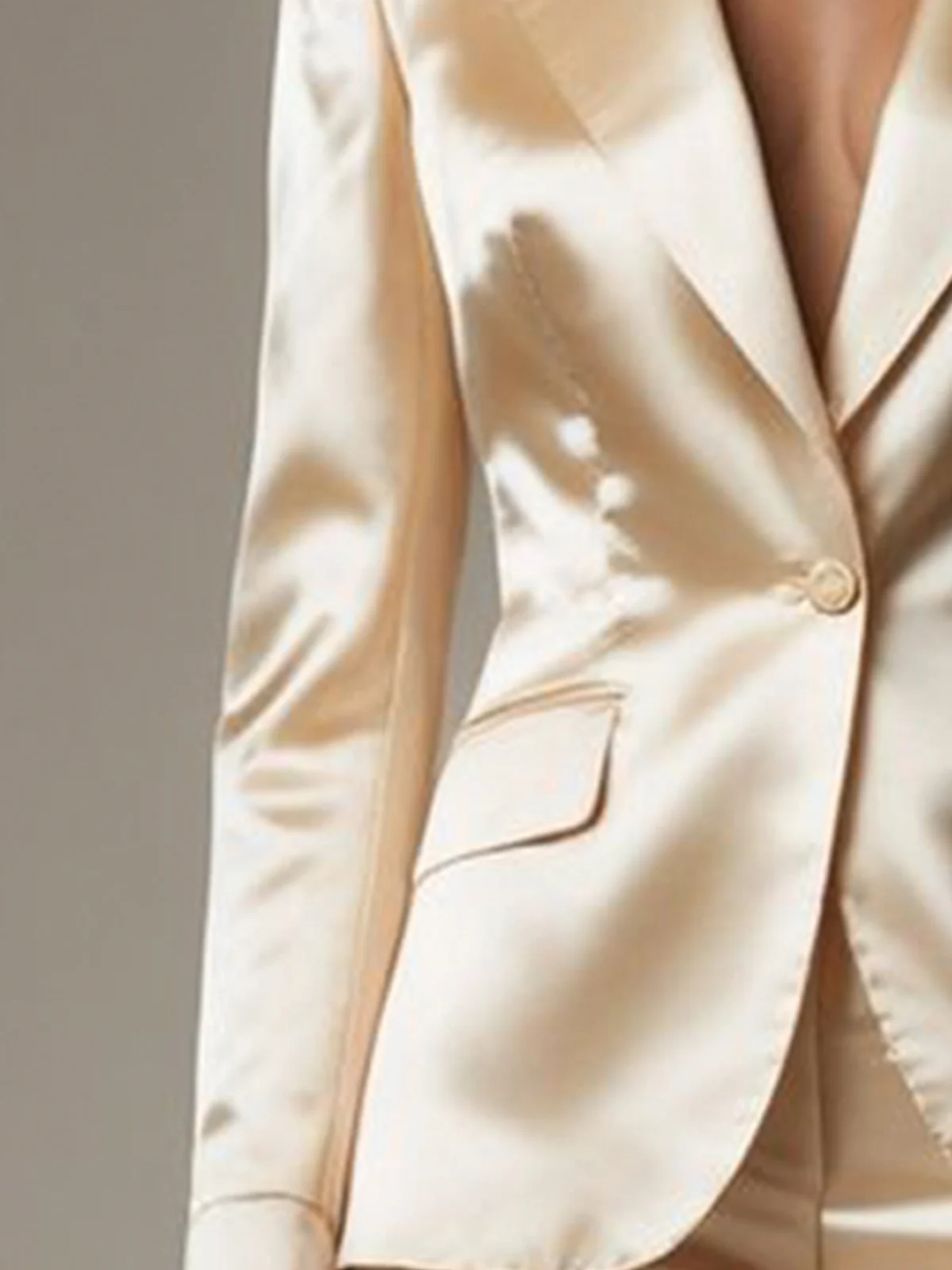 Elegant Satin Unifarben Reverskragen Blazer Nein Schal