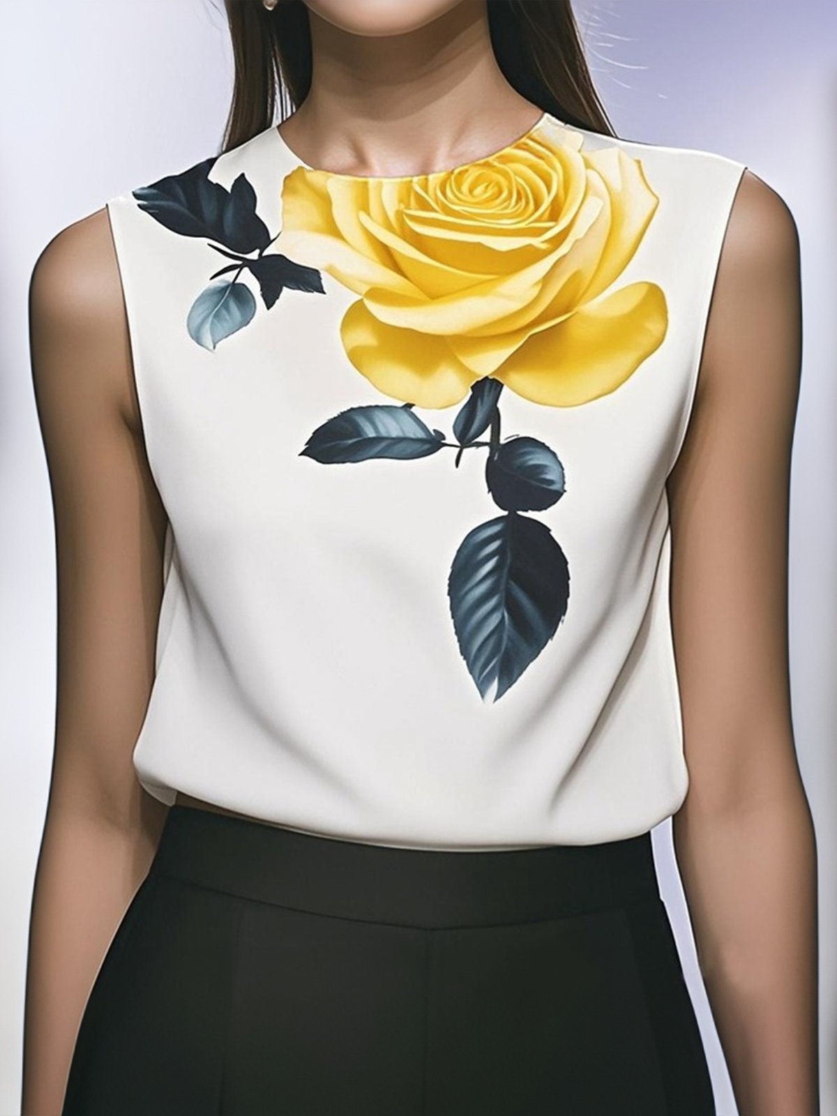 Urban Geblümt Print Rundhals Tanktop Oberteile