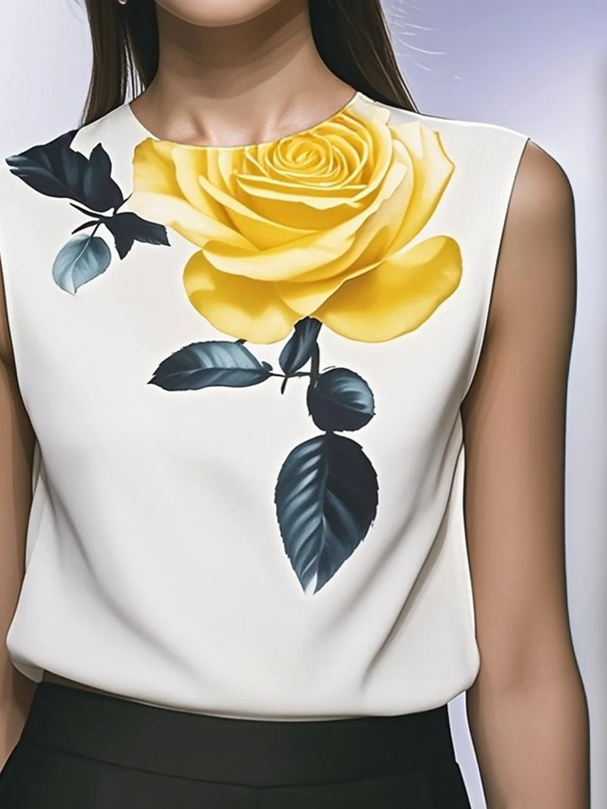 Urban Geblümt Print Rundhals Tanktop Oberteile