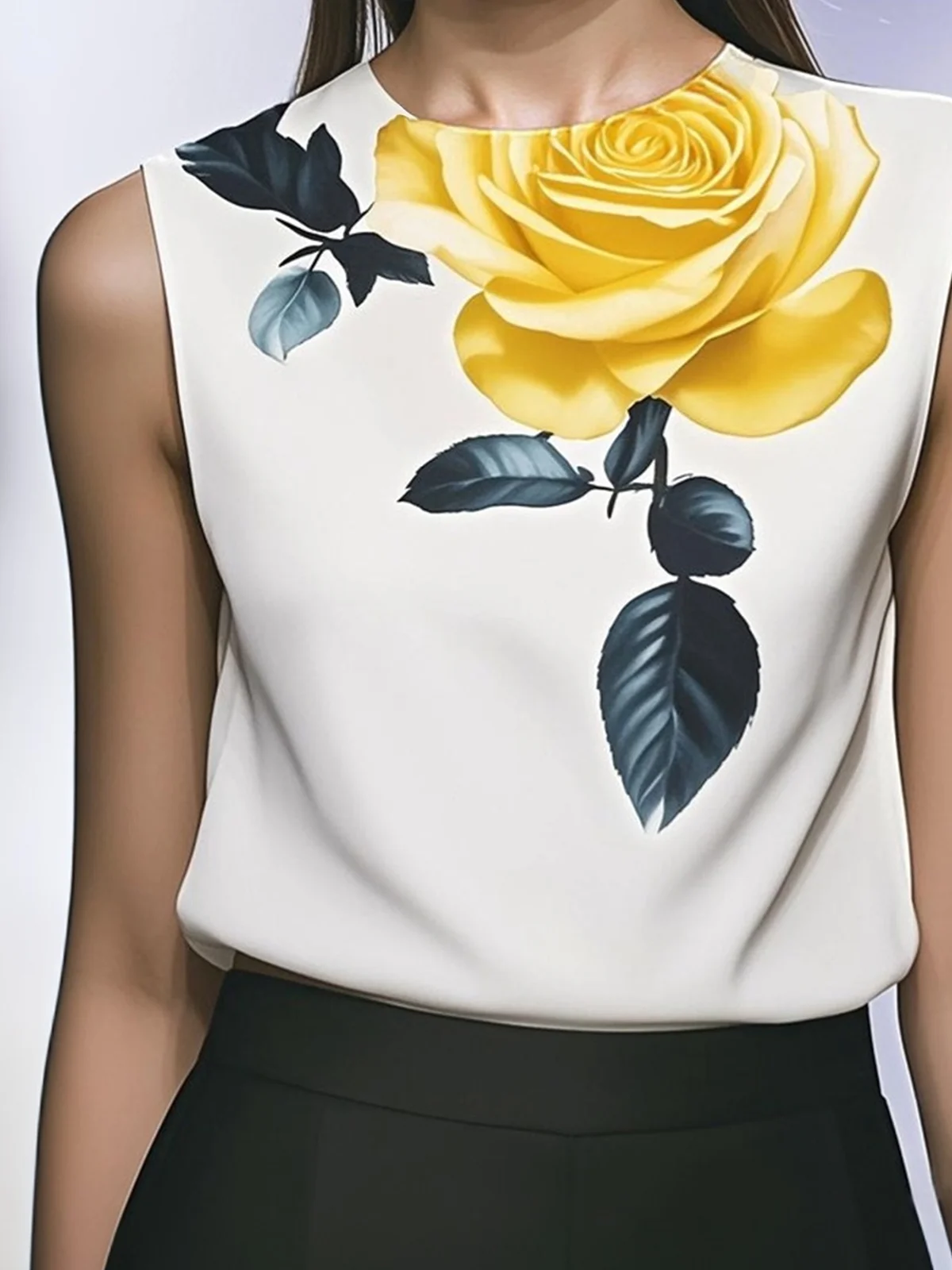 Urban Geblümt Print Rundhals Tanktop Oberteile