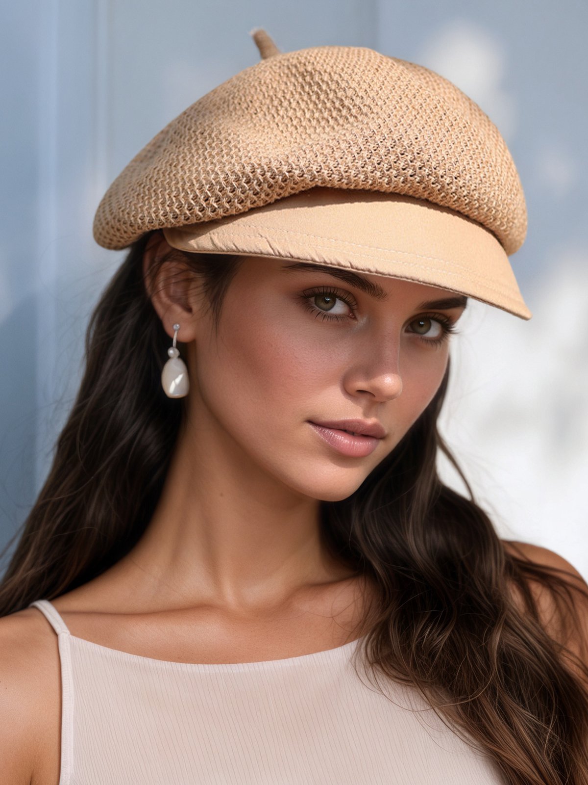 Täglich Unifarben Hohl Mesh Baskenmütze