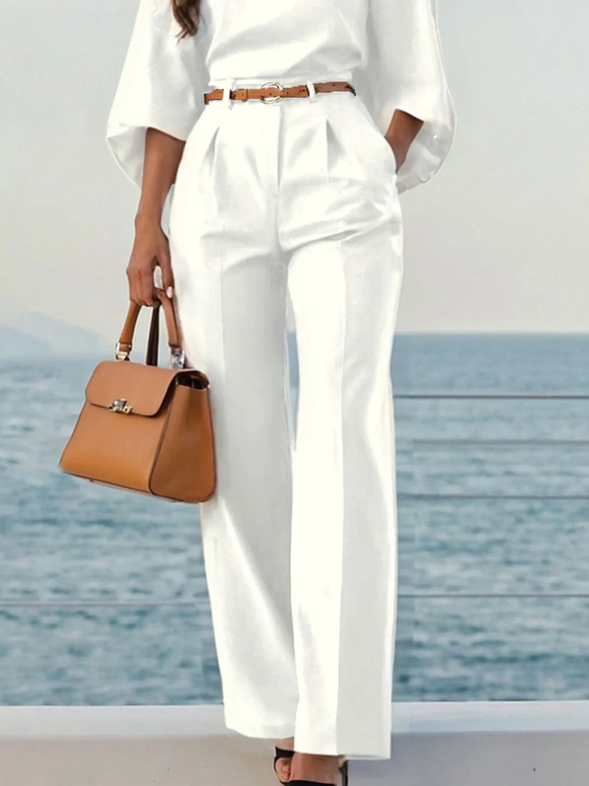 Urban Unifarben Gerade Hosen Nein Gürtel