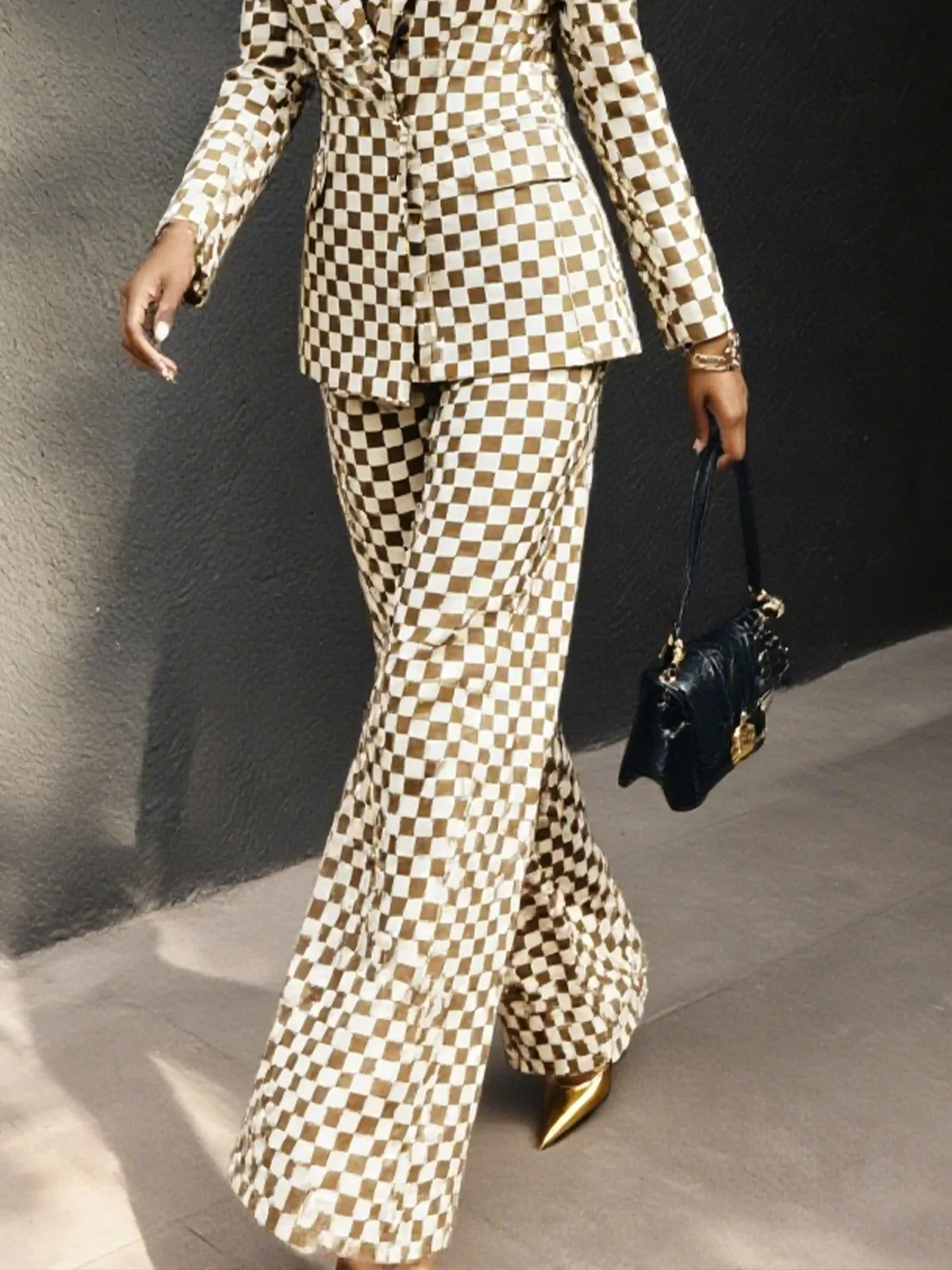 Urban Kariert Print Hose mit Weitem Bein