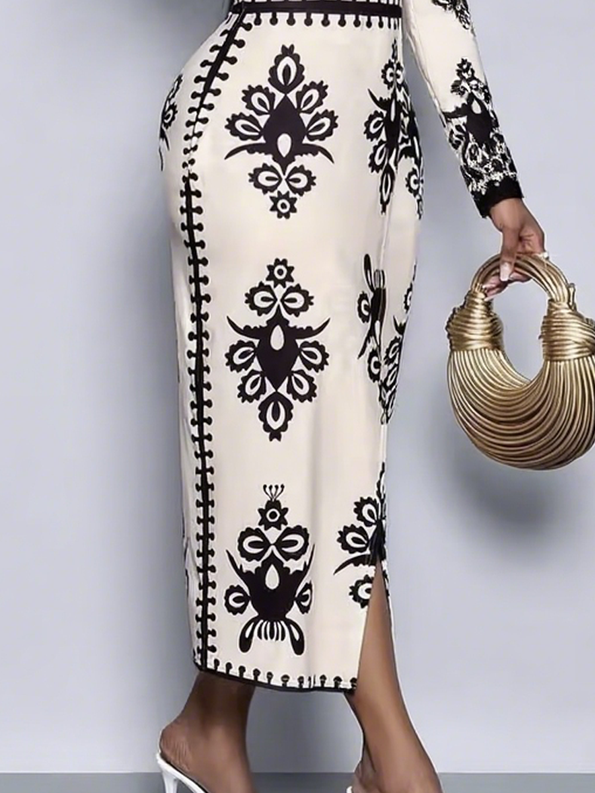 Elegant Ethnisch Geometrie Print  Maxikleid