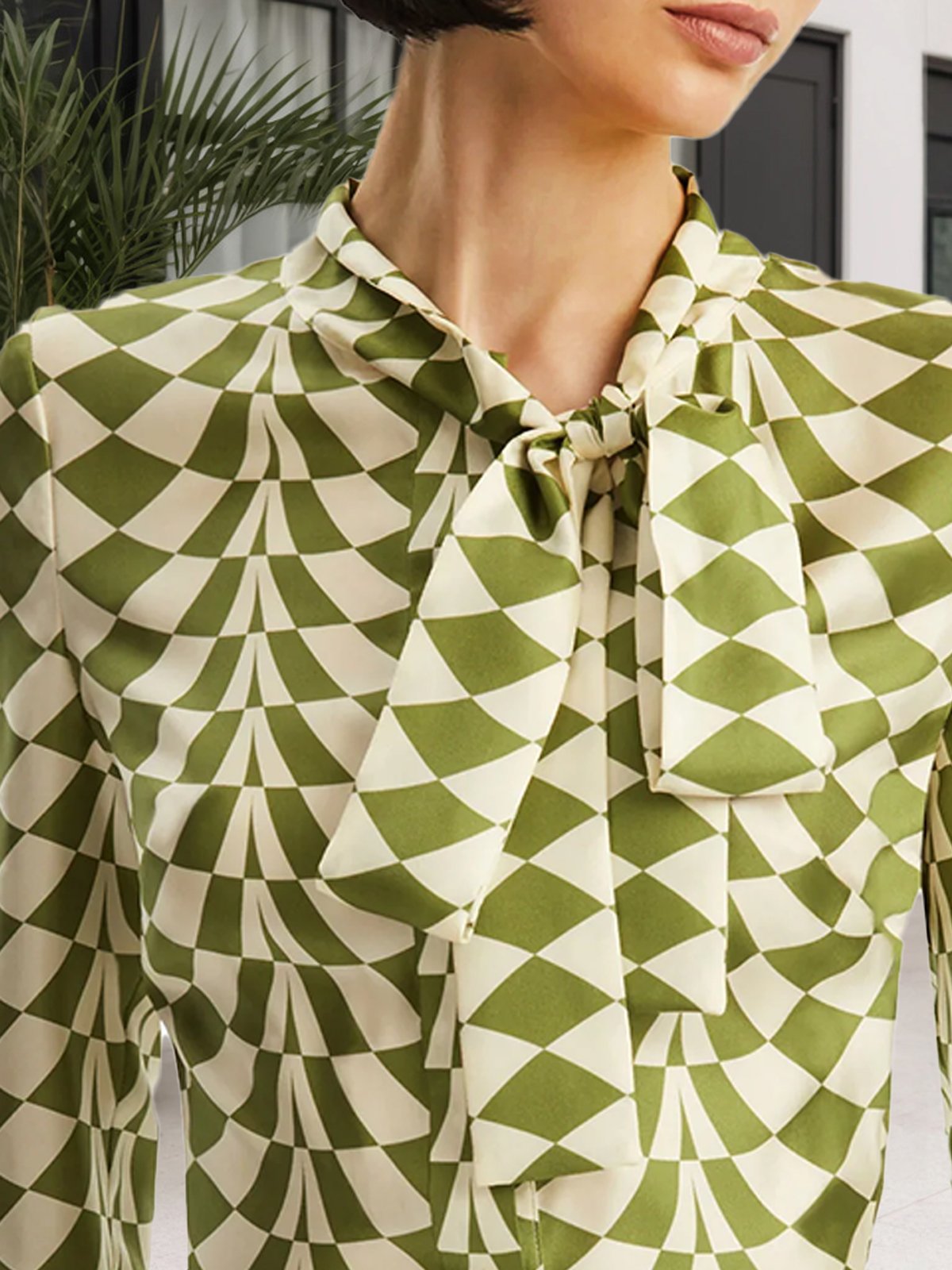 Elegant Geometrisch Mock Neck Midikleid