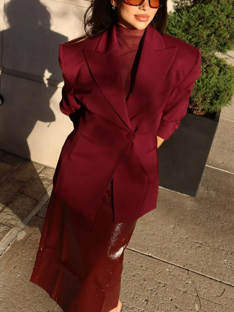 Elegant Unifarben Reverskragen Blazer