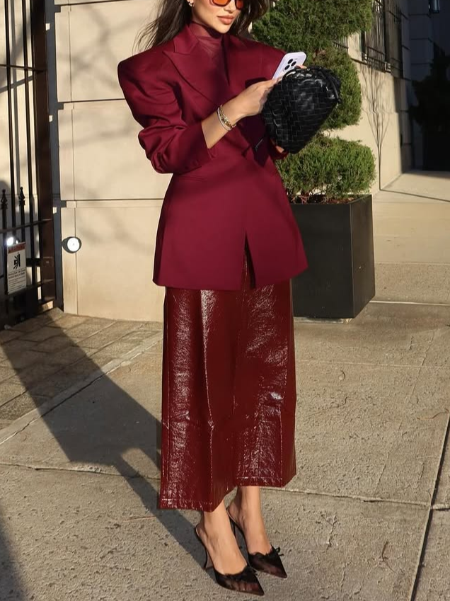 Elegant Unifarben Reverskragen Blazer