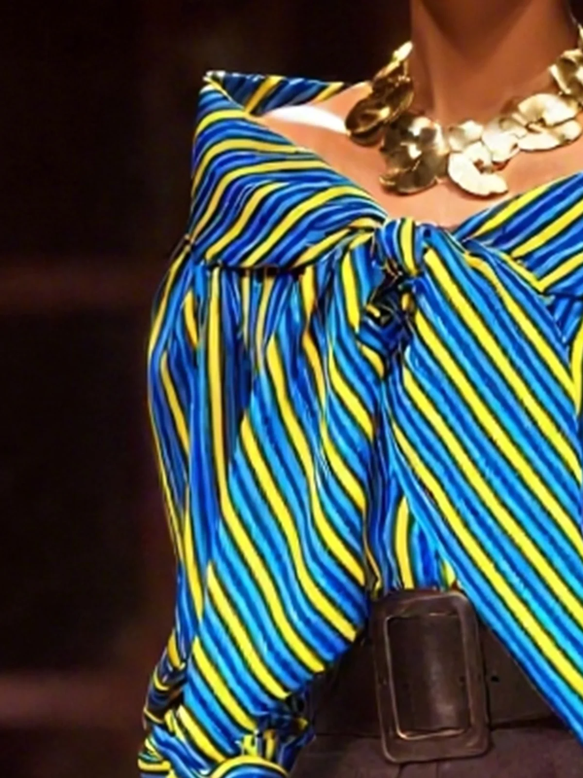 Elegant Gestreift Schleife Schulterfrei Bluse