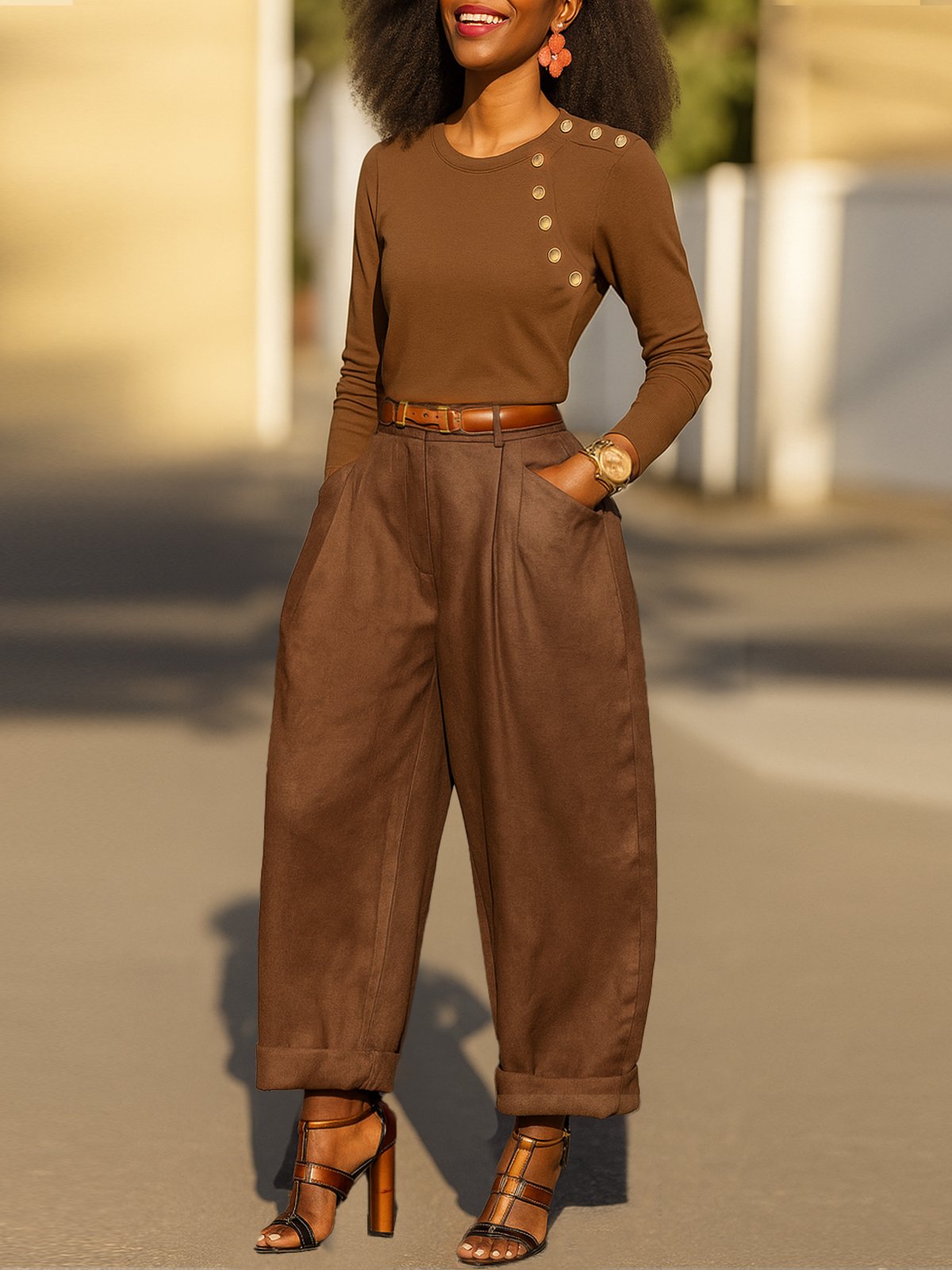 Lässig Unifarben Taschen Fashion Hose Nein Gürtel