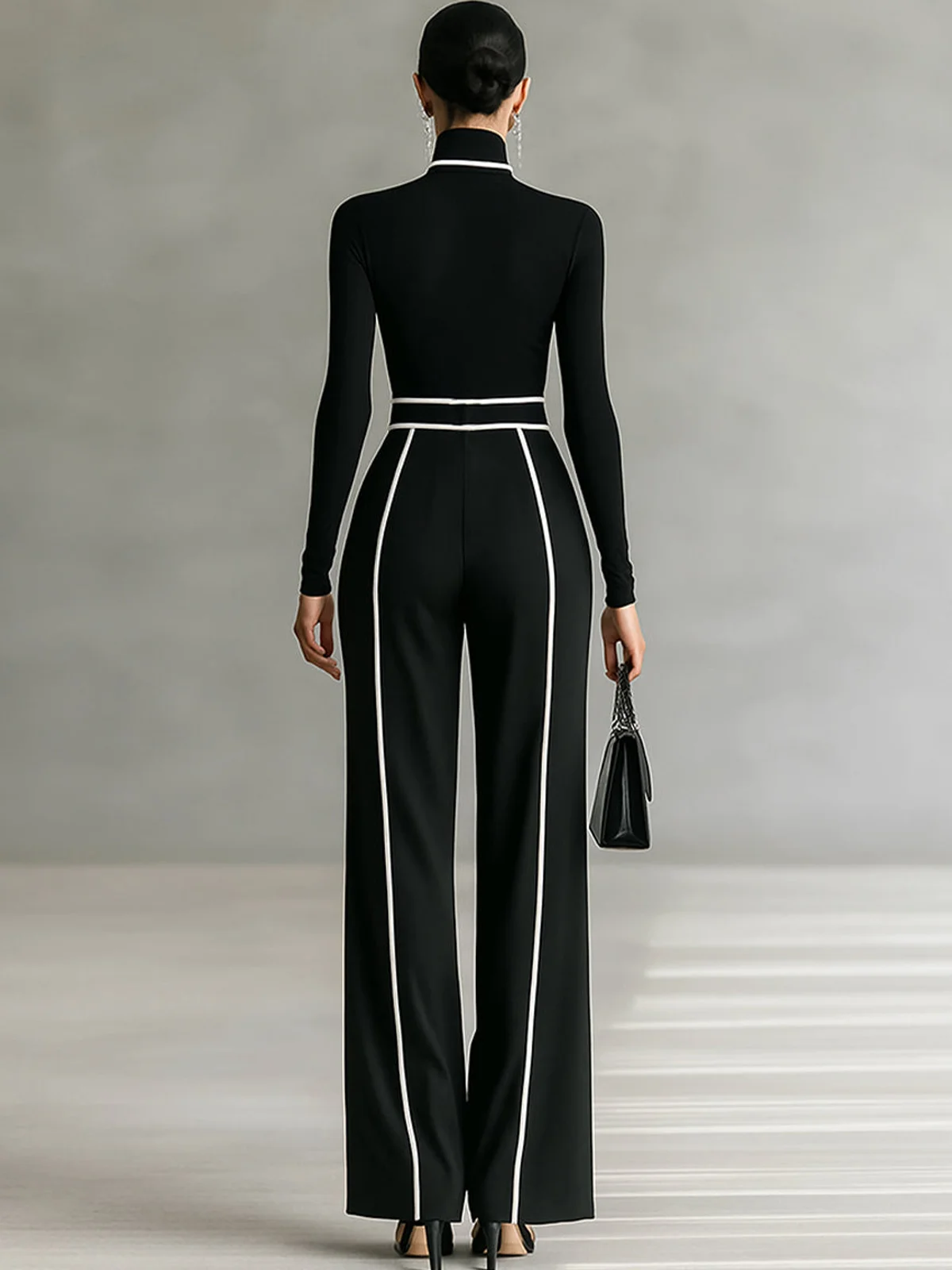 Urban Farbblock Rohrleitungen Gerade Hosen