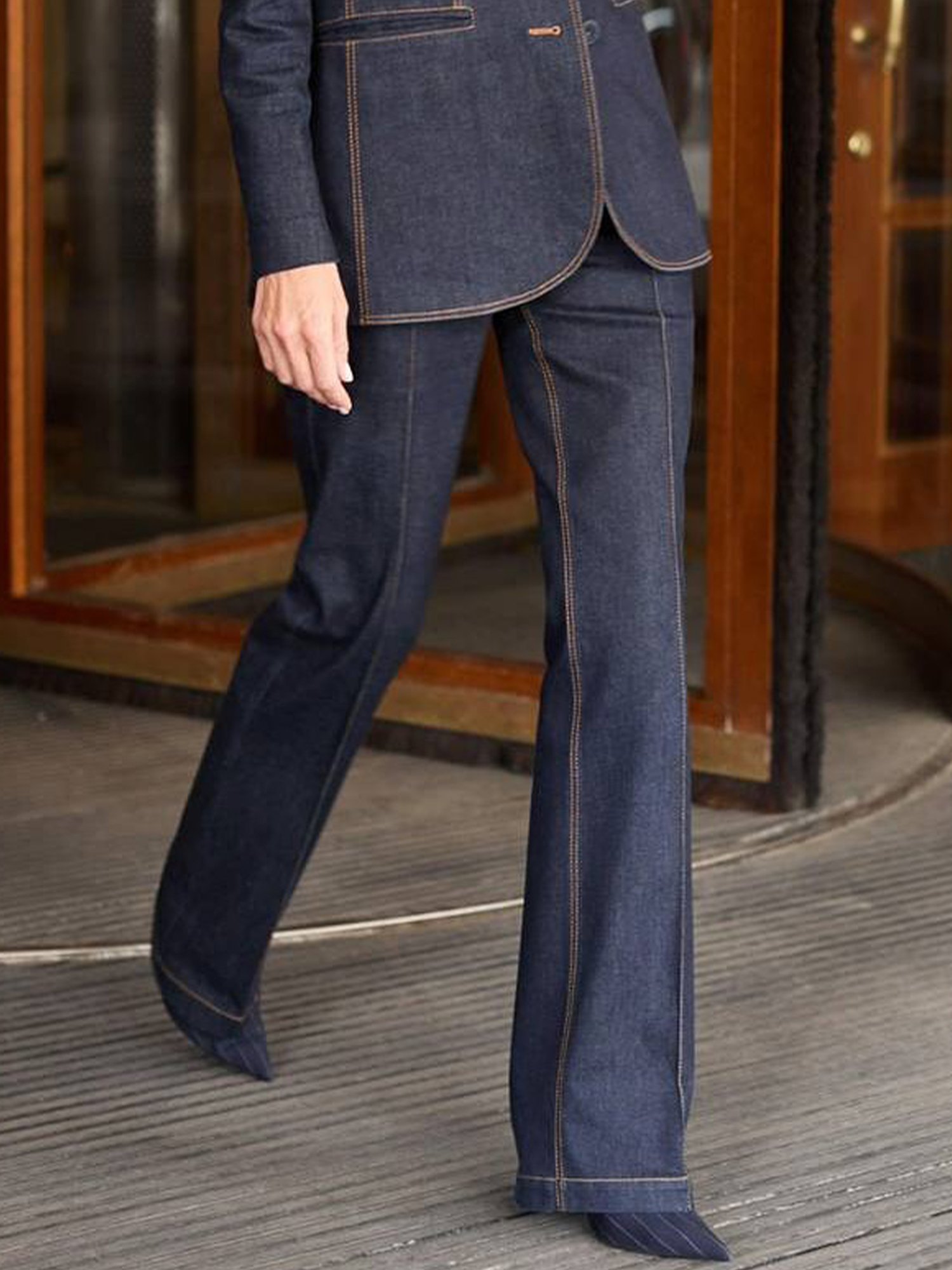 Urban Farbblock Denim Glatt Jeans