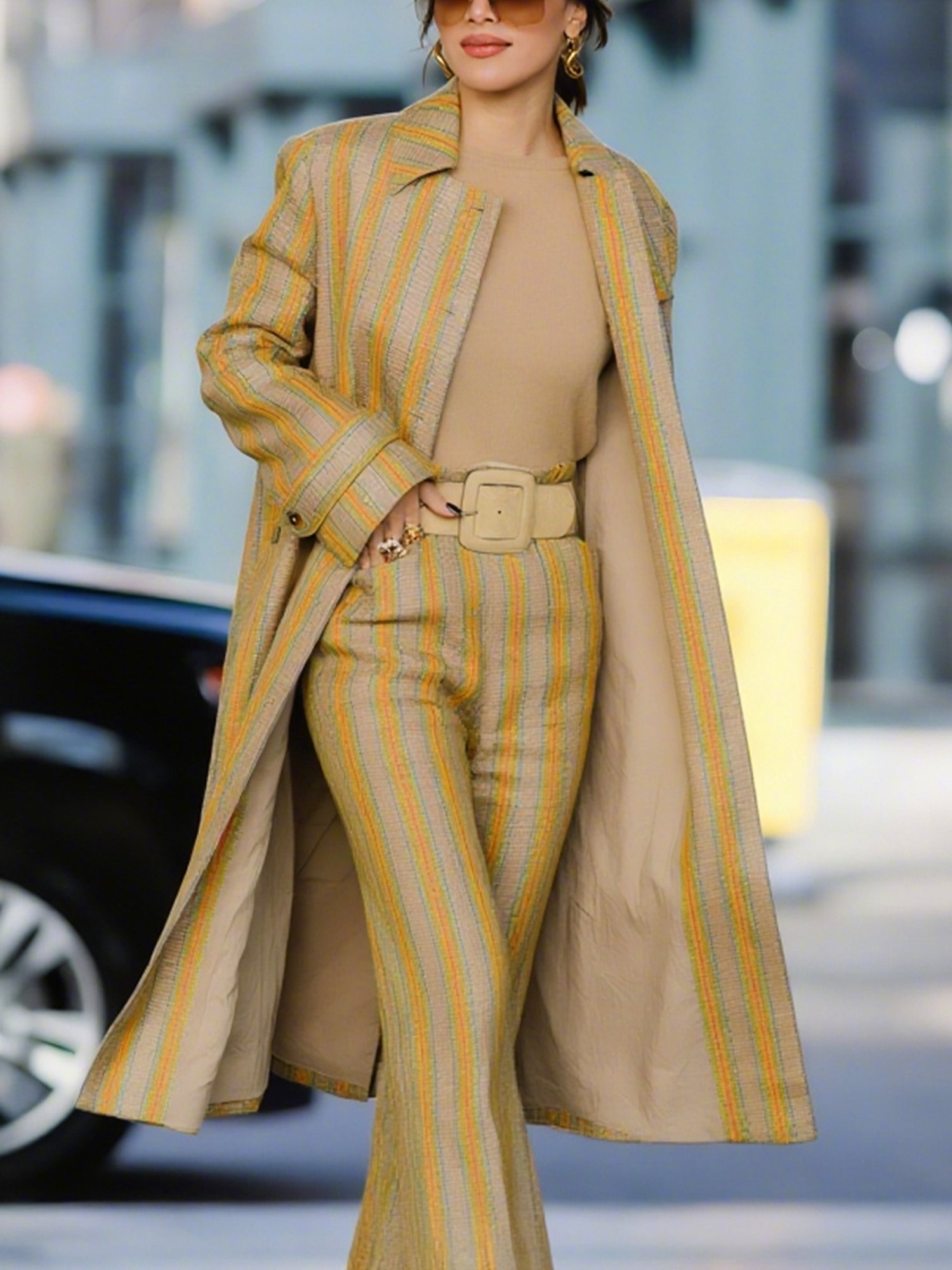 Urban Print Gestreift Trenchcoat