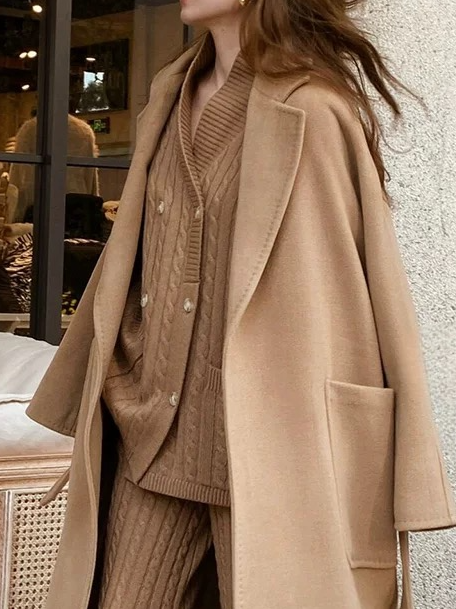 Garn/Wollgarn Urban Unifarben Reverskragen Strickjacke