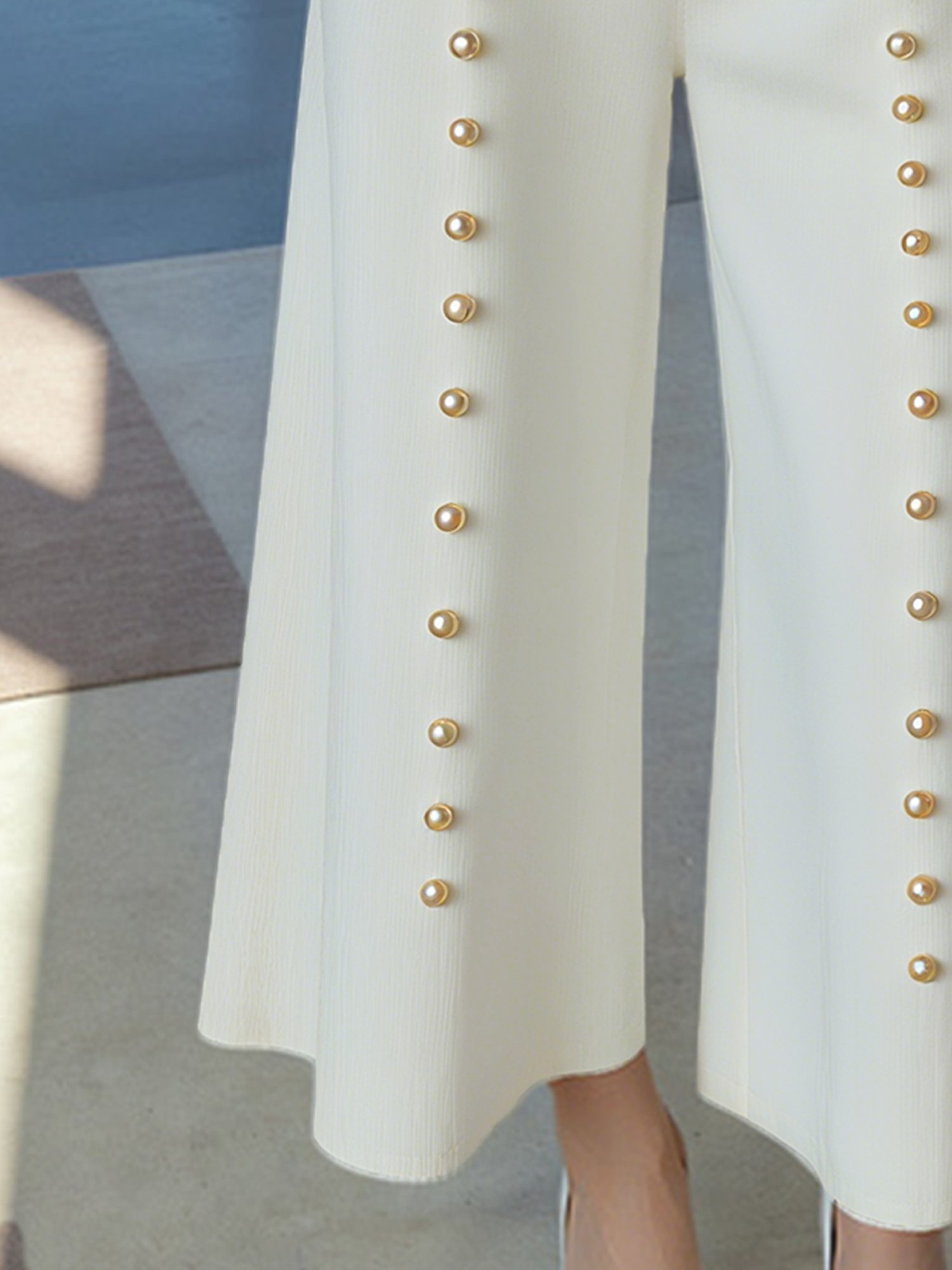 Lässig Unifarben Weitem Bein Pullover Hose