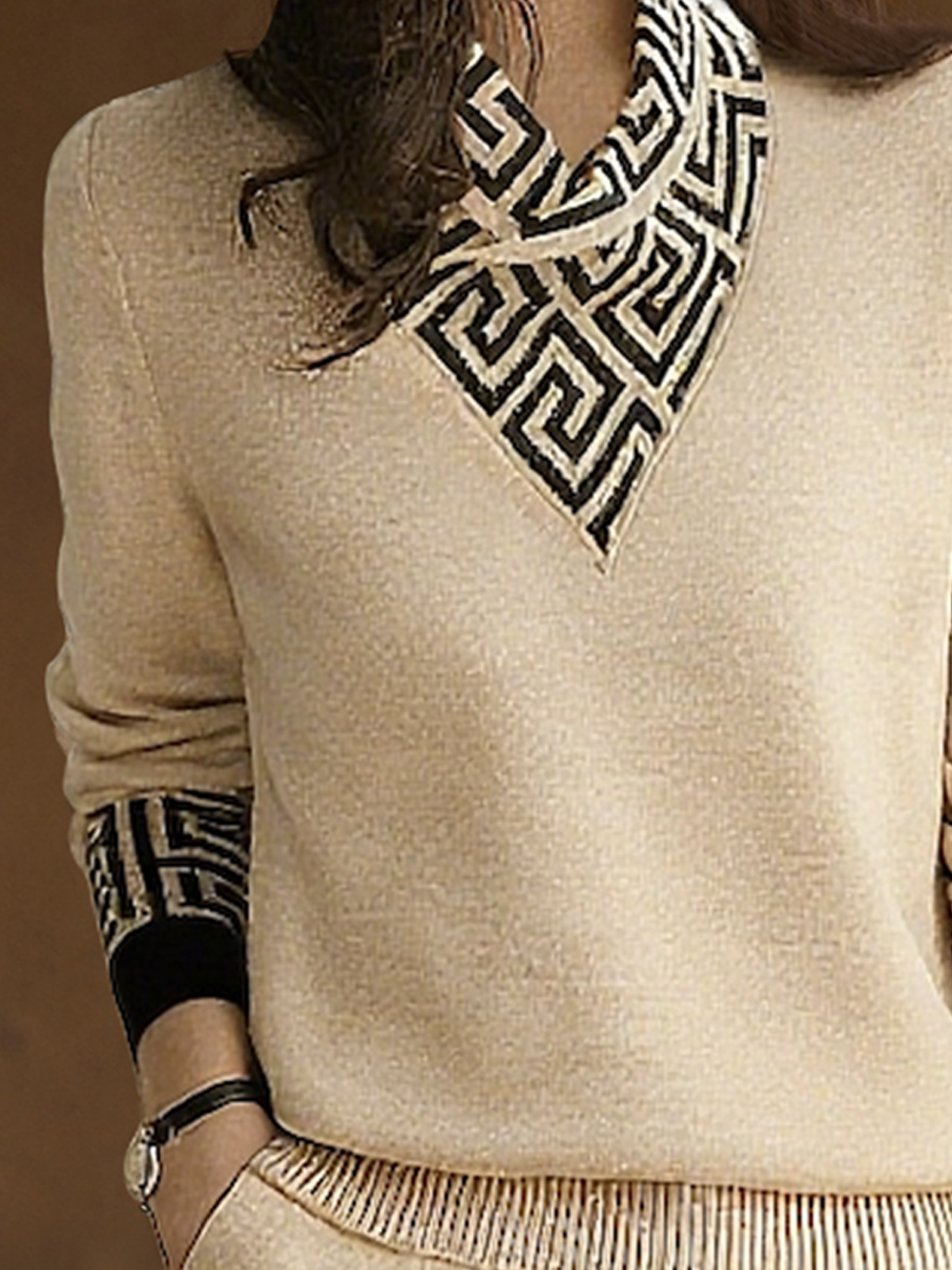 Lässig Geometrisch Pullover