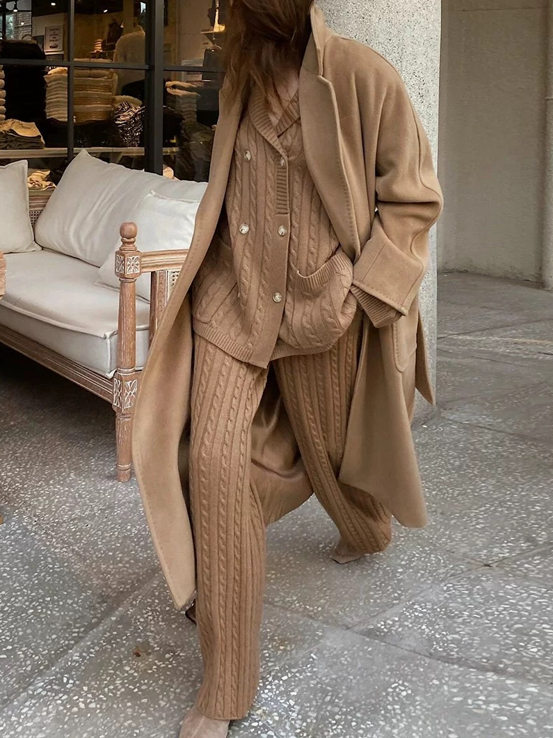 Garn/Wollgarn Urban Unifarben Reverskragen Strickjacke