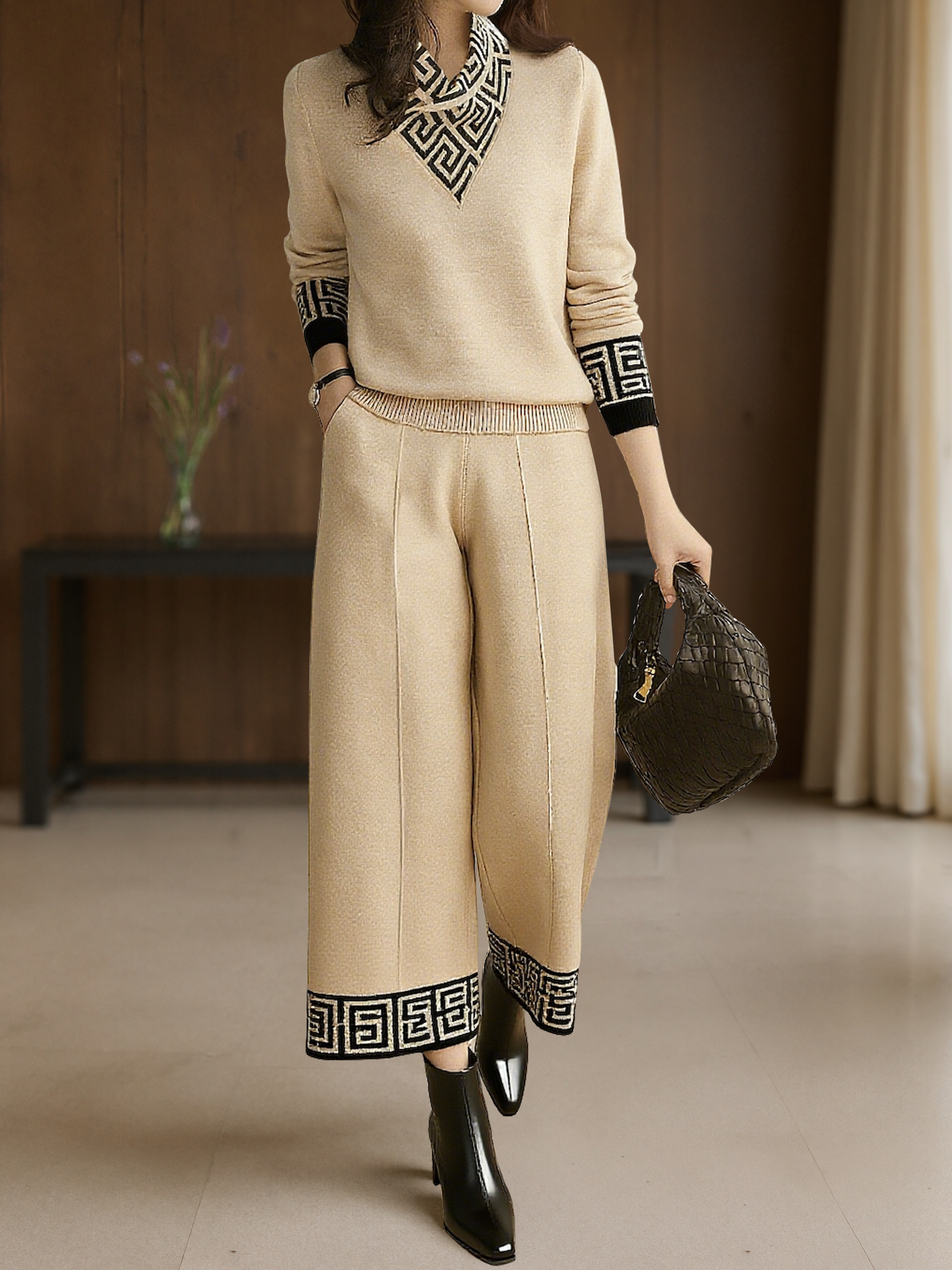 Lässig Farbblock Gerade Hosen