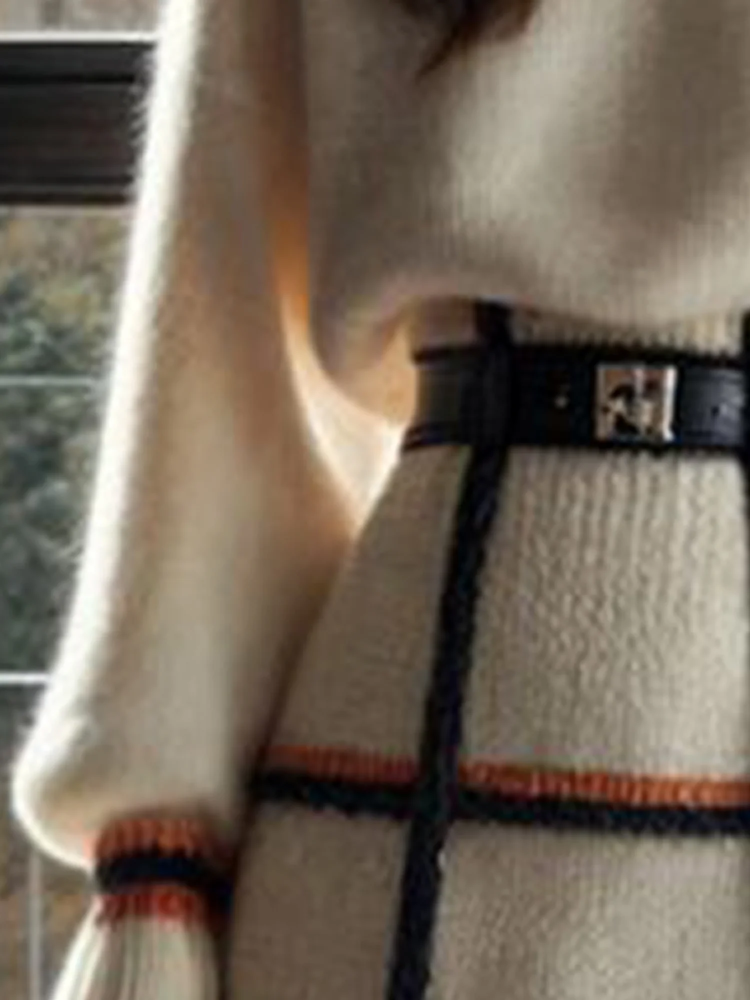 Lässig Farbblock Mock Neck Ballon-Ärmel Pullover