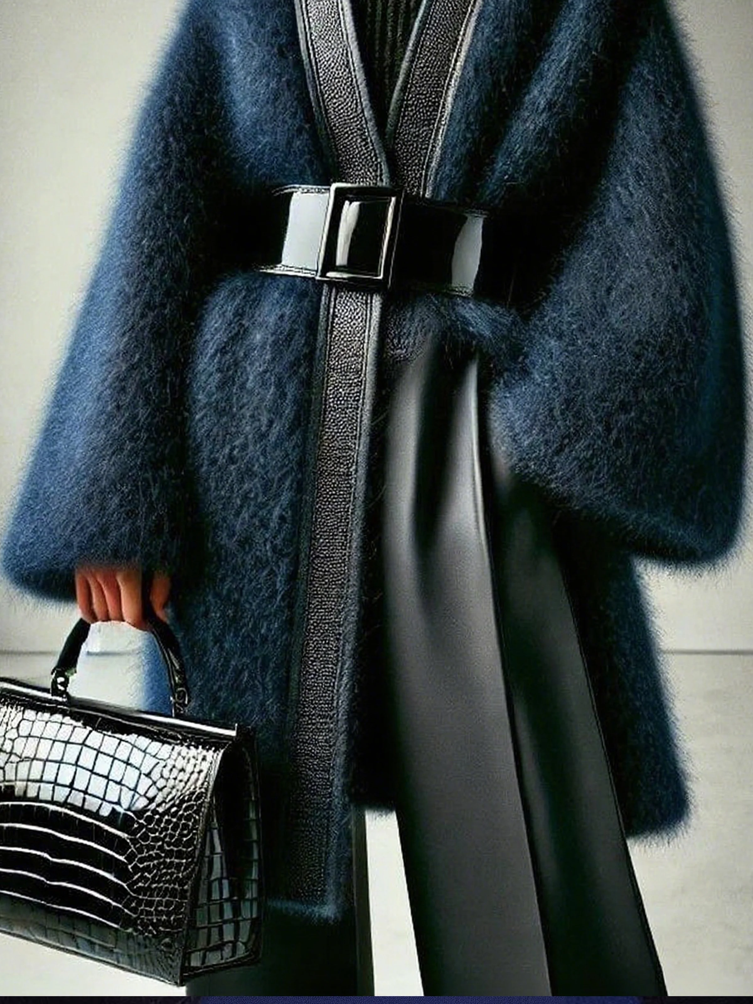 Garn/Wollgarn Urban Farbblock Nahtverarbeitung Kreuzhals Pullover Strickjacke Kein Gürtel