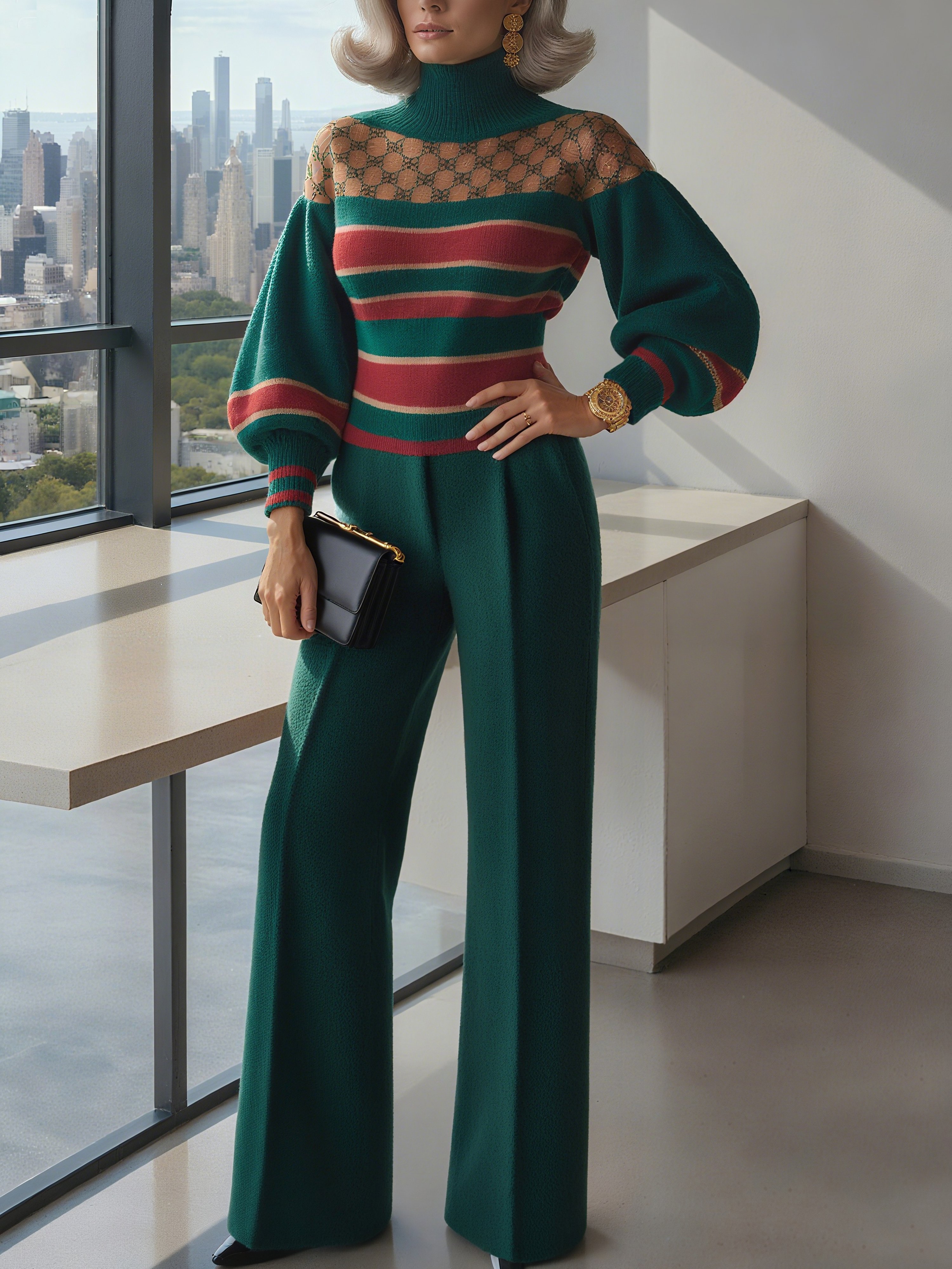 Urban Unifarben Glatt Pullover Hose  Kein Gürtel