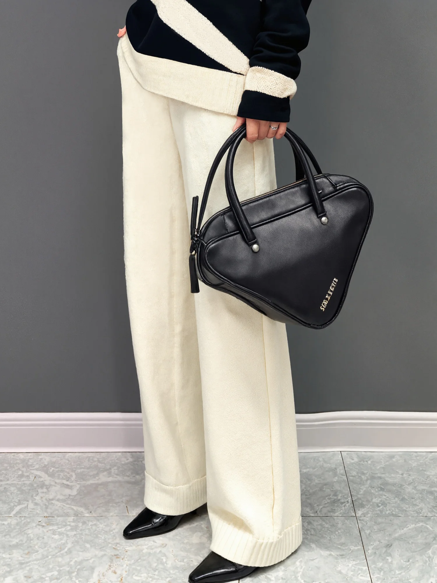 Lässig Unifarben Glatt Pullover Hose