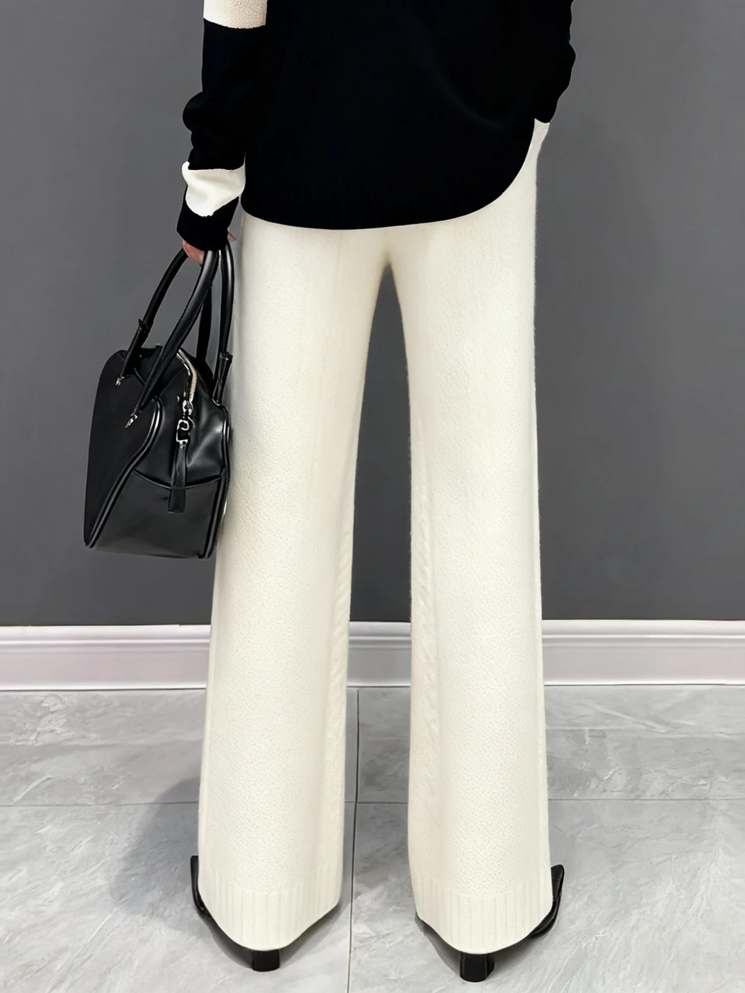 Lässig Unifarben Glatt Pullover Hose