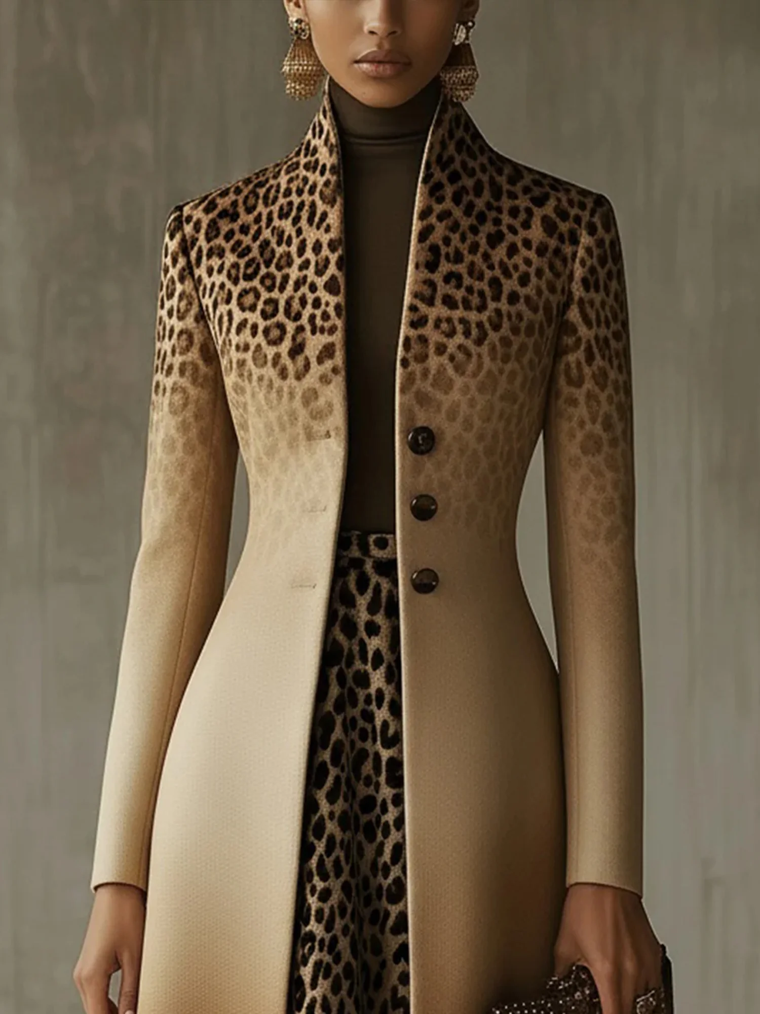 Urban Print Tierdruck Farbverlauf Stehkragen Mantel